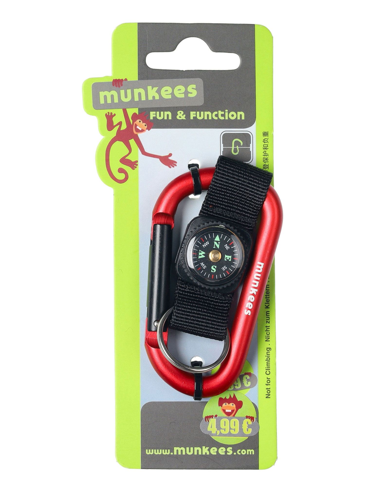 Karabiner Munkees Carabiner 8 mm w/Compass Strap