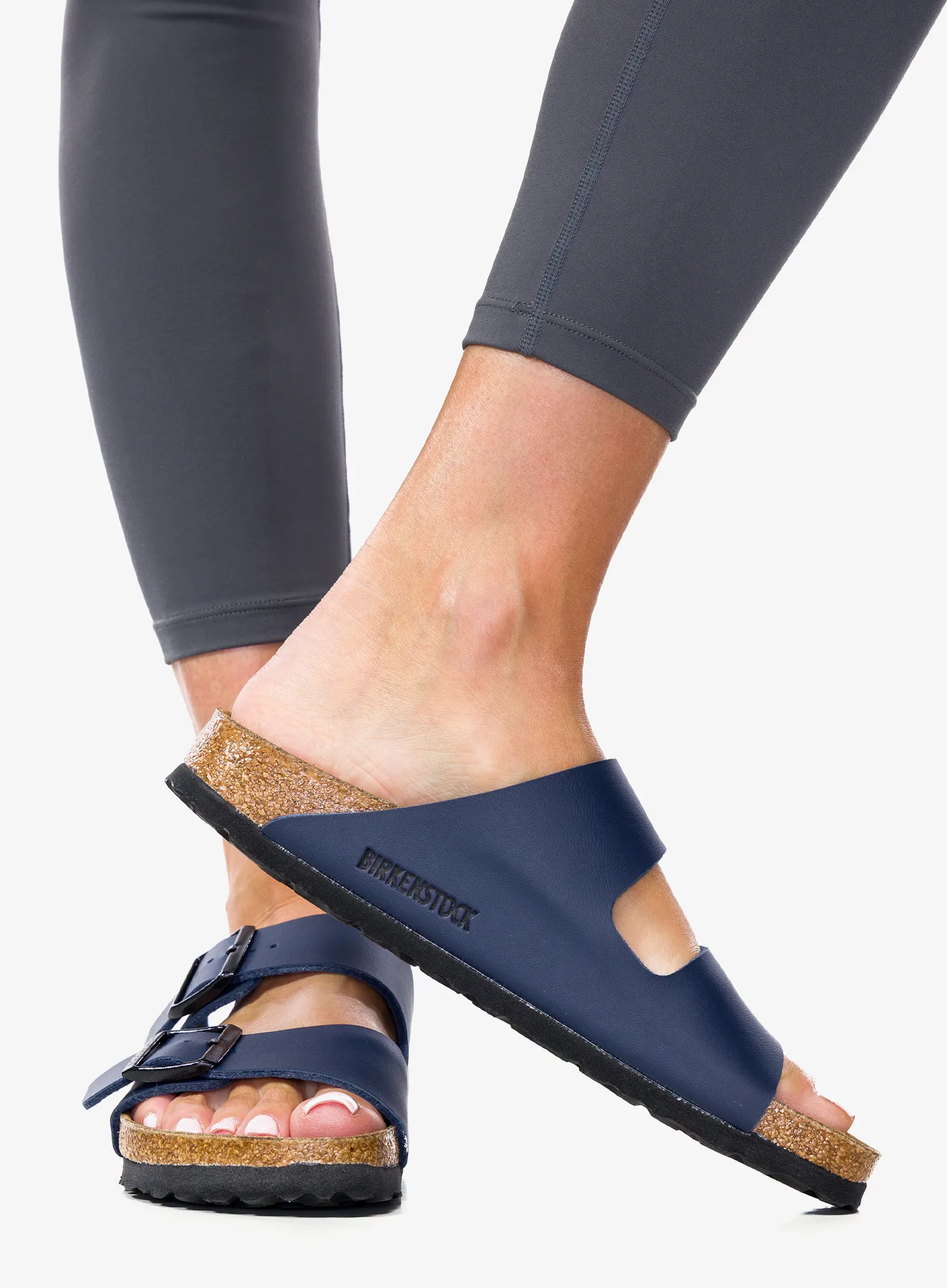 Pantoletten Damen Birkenstock Arizona Birko-Flor - blue
