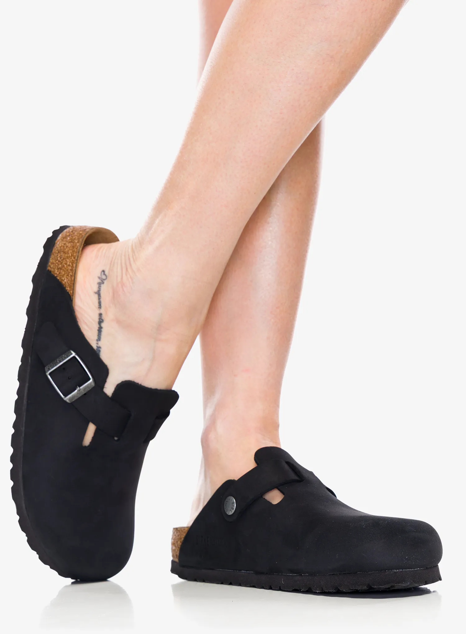 Pantoletten Damen Birkenstock Boston Leather Oiled - black