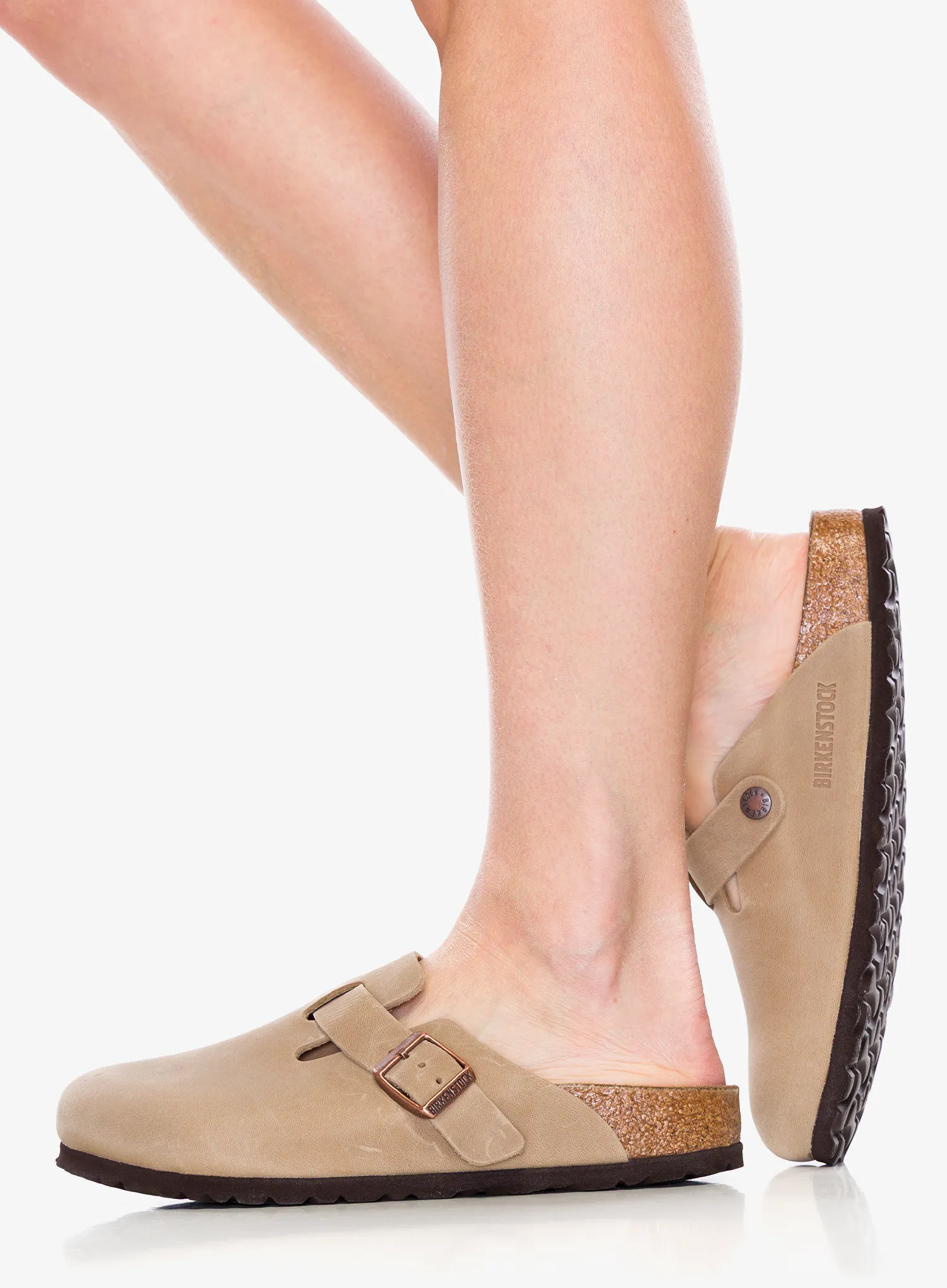Pantoletten Damen Birkenstock Boston Leather Oiled - tabacco brown