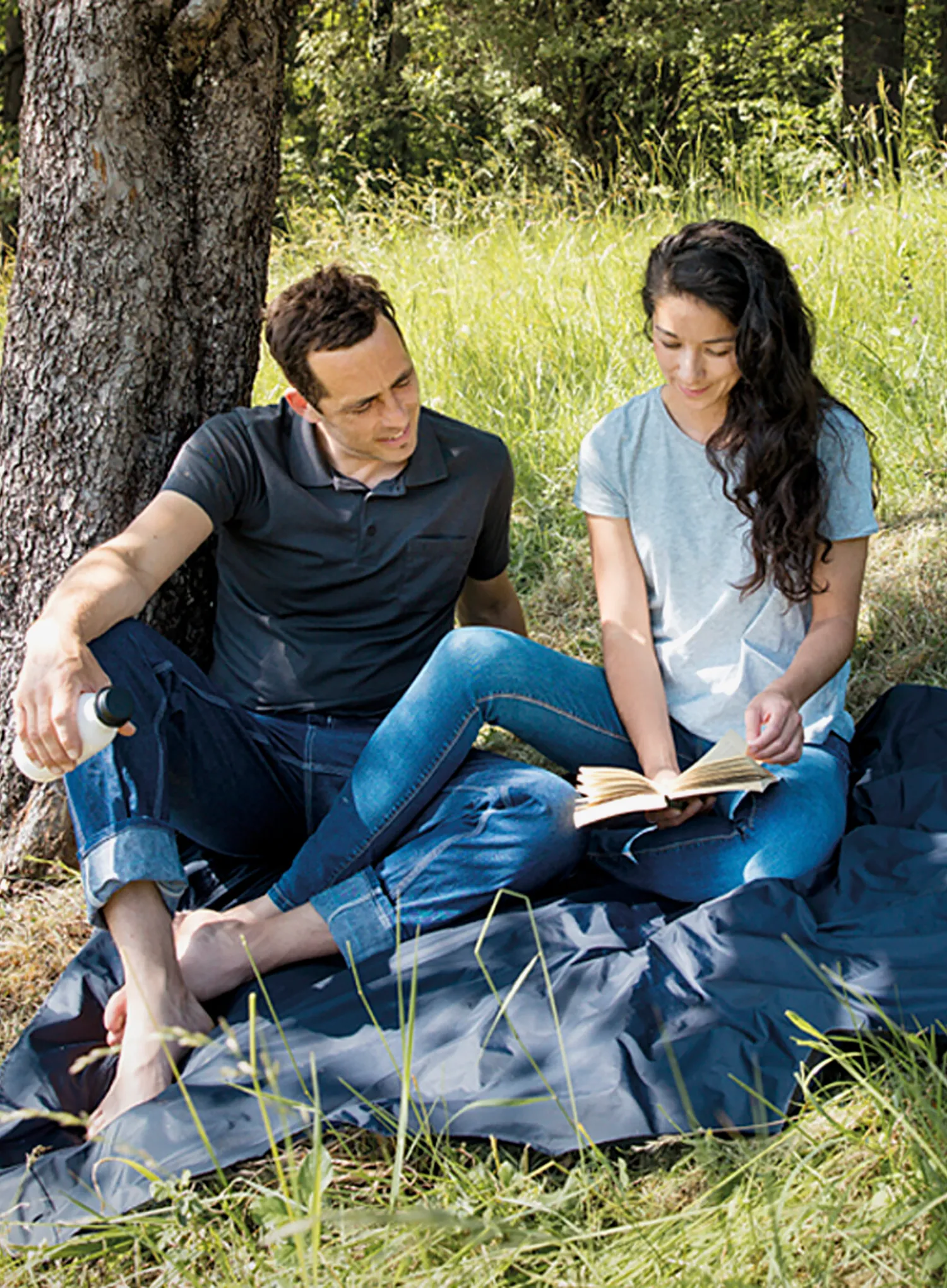 Decke Cocoon Picnic/Outdoor/Festival Blanket - midnight blue/blue