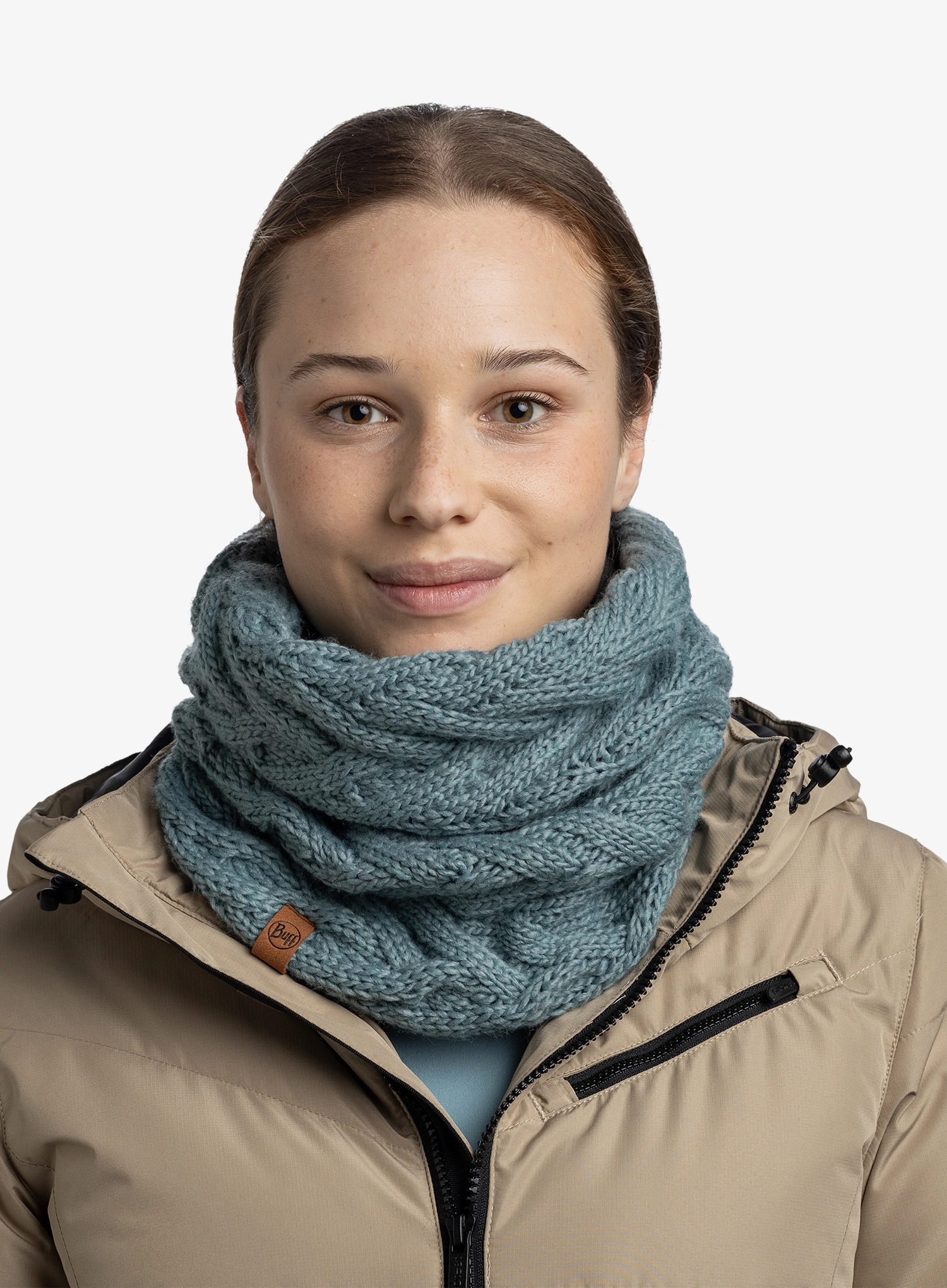 Schlauchschal Damen Buff Knitted&Fleece Neckwarmer Caryn - blue glass