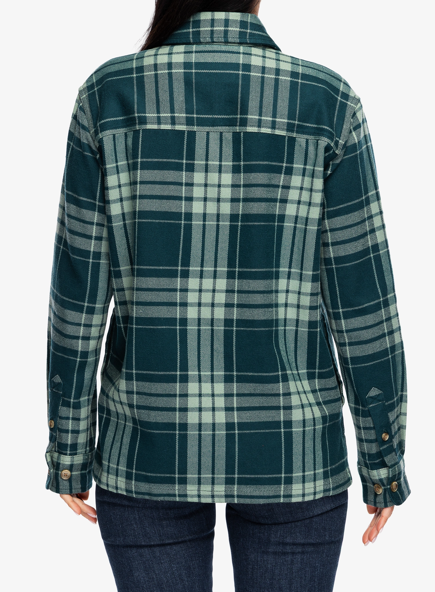 Outdoorhemd Damen Carhartt Loose Fit Twill Plaid Shirt - greenstone
