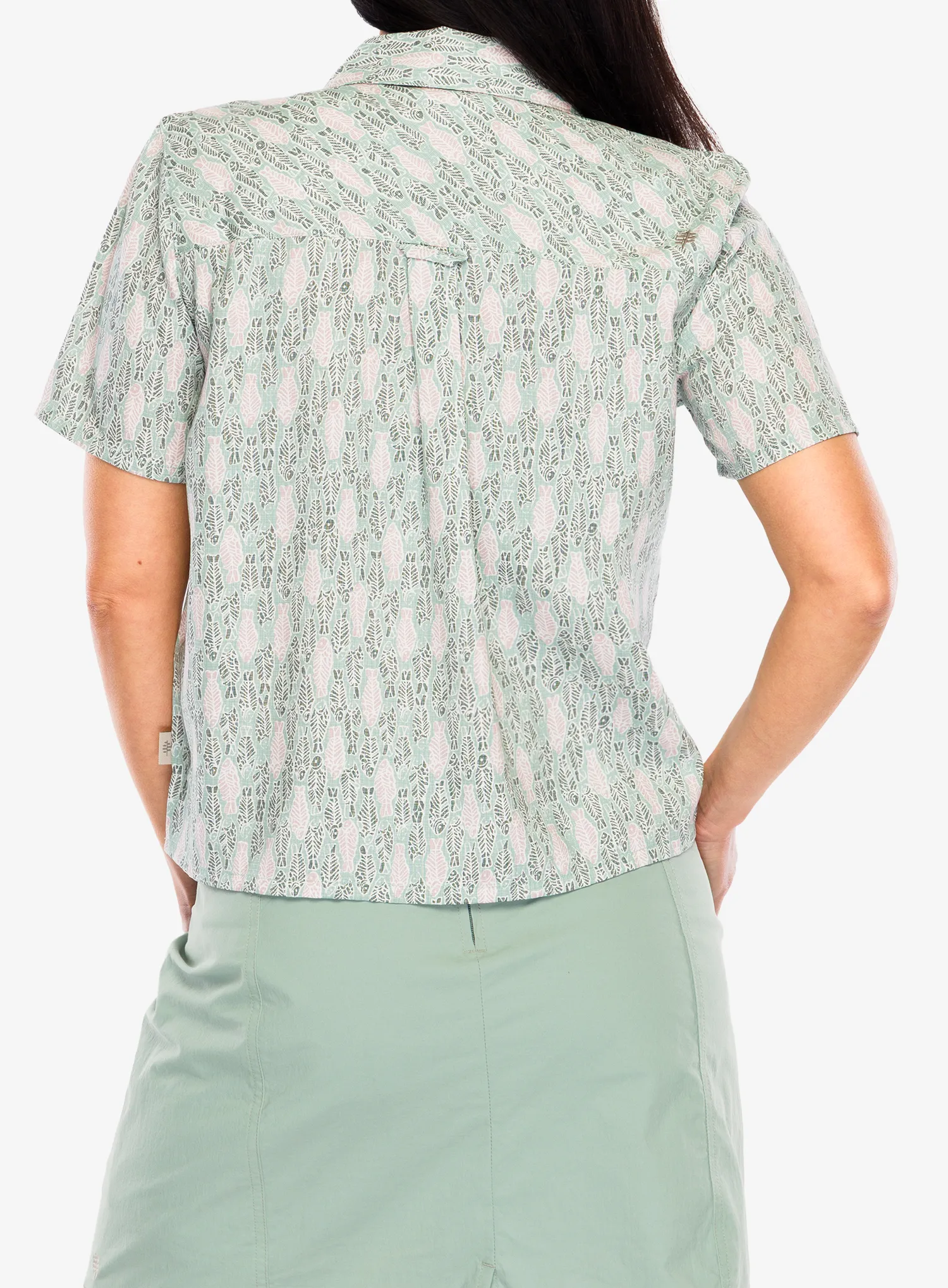 Outdoorhemd Damen Royal Robbins Camino Pucker S/S - sage leaf fish pt