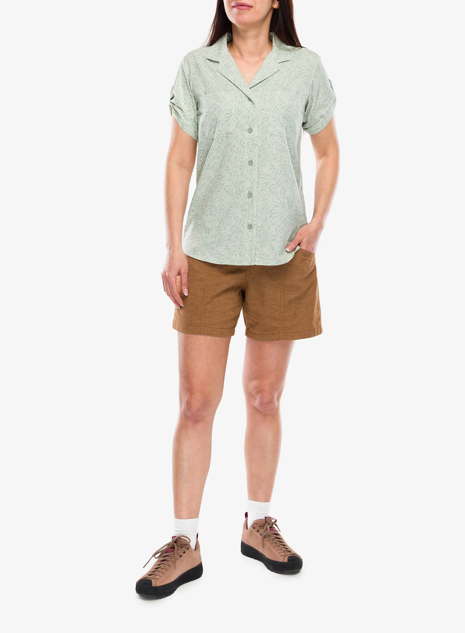 Outdoorhemd Damen Royal Robbins Spotless Evolution Meadow SS - sage leaf briar pt