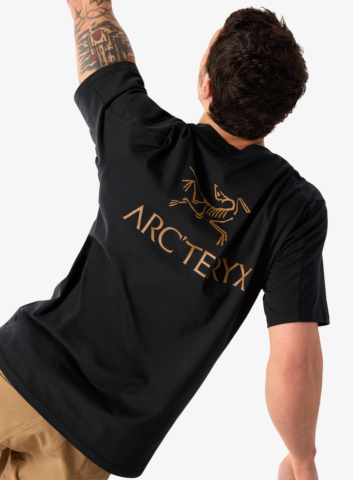 Baumwolle T-Shirt Arcteryx Kragg SL Cotton Bird Word SS - 24k black