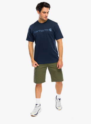 Baumwolle T-Shirt Carhartt Dearborn Relaxed Logo T-Shirt - navy/dark blue
