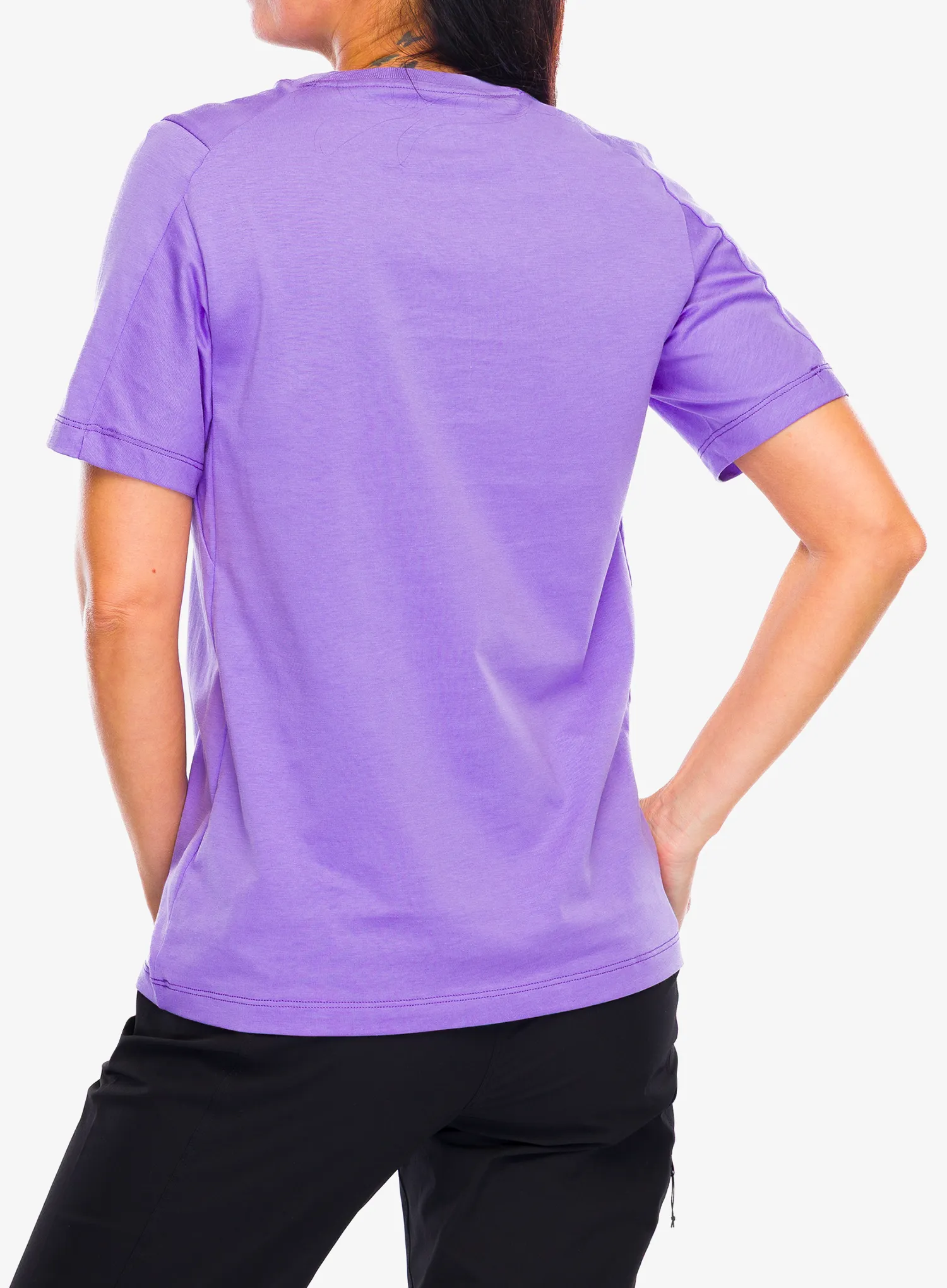 T-Shirt Baumwolle Damen Arcteryx Kragg SL Cotton Emblem Crew SS - aster