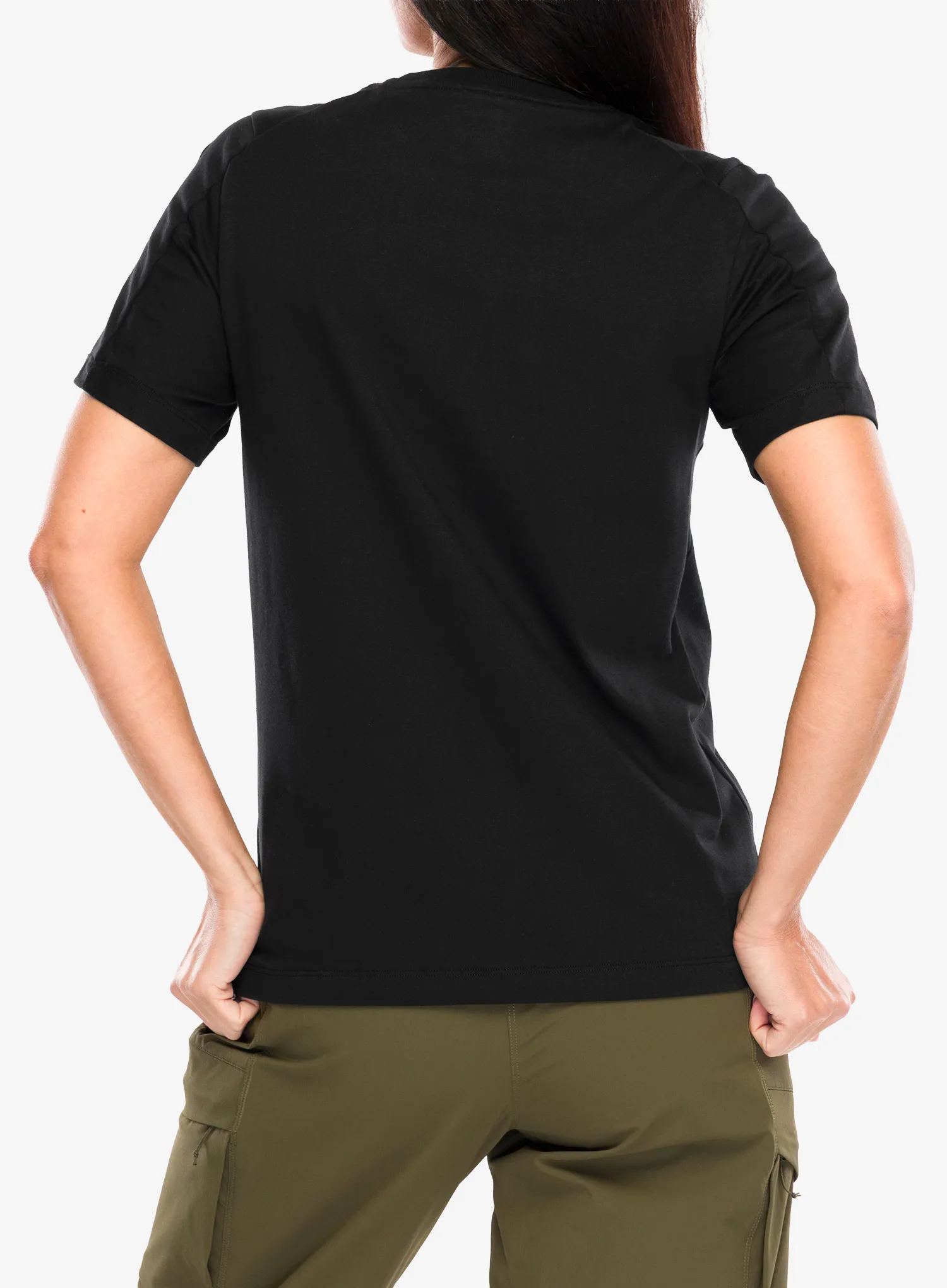 T-Shirt Baumwolle Damen Arcteryx Kragg SL Cotton Emblem Crew SS - black