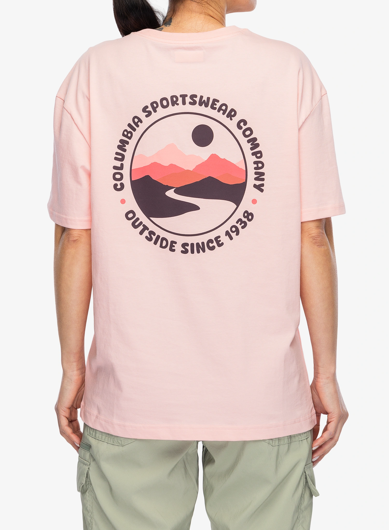 T-Shirt Baumwolle Damen Columbia Rolling Bend Graphic Oversized Tee - pink sand/bubbly scoped view