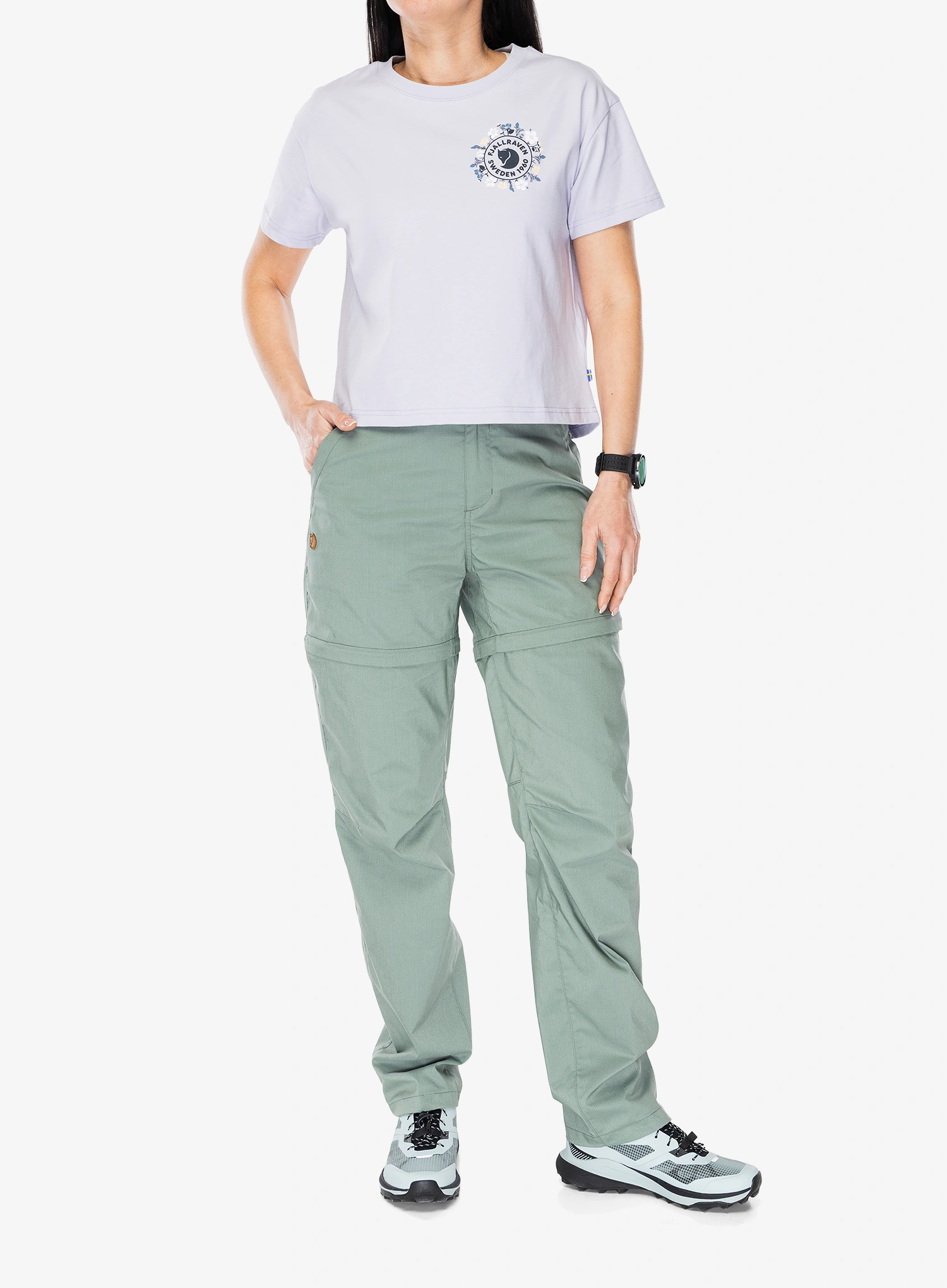 T-Shirt Baumwolle Damen Fjallraven Fjallblomster Logo T-shirt - lavender mist