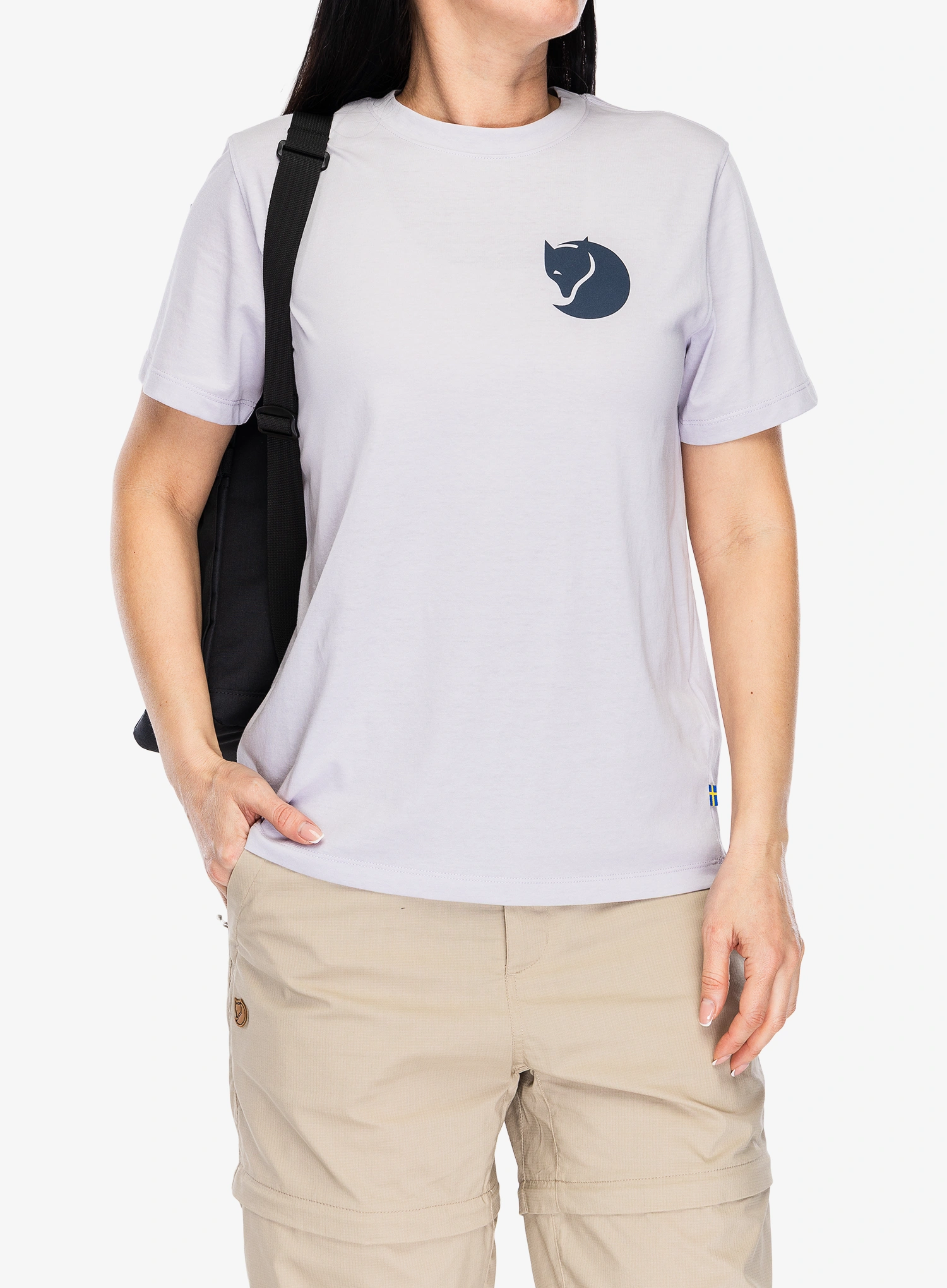 T-Shirt Baumwolle Damen Fjallraven Fox Boxy Logo Tee - lavender mist