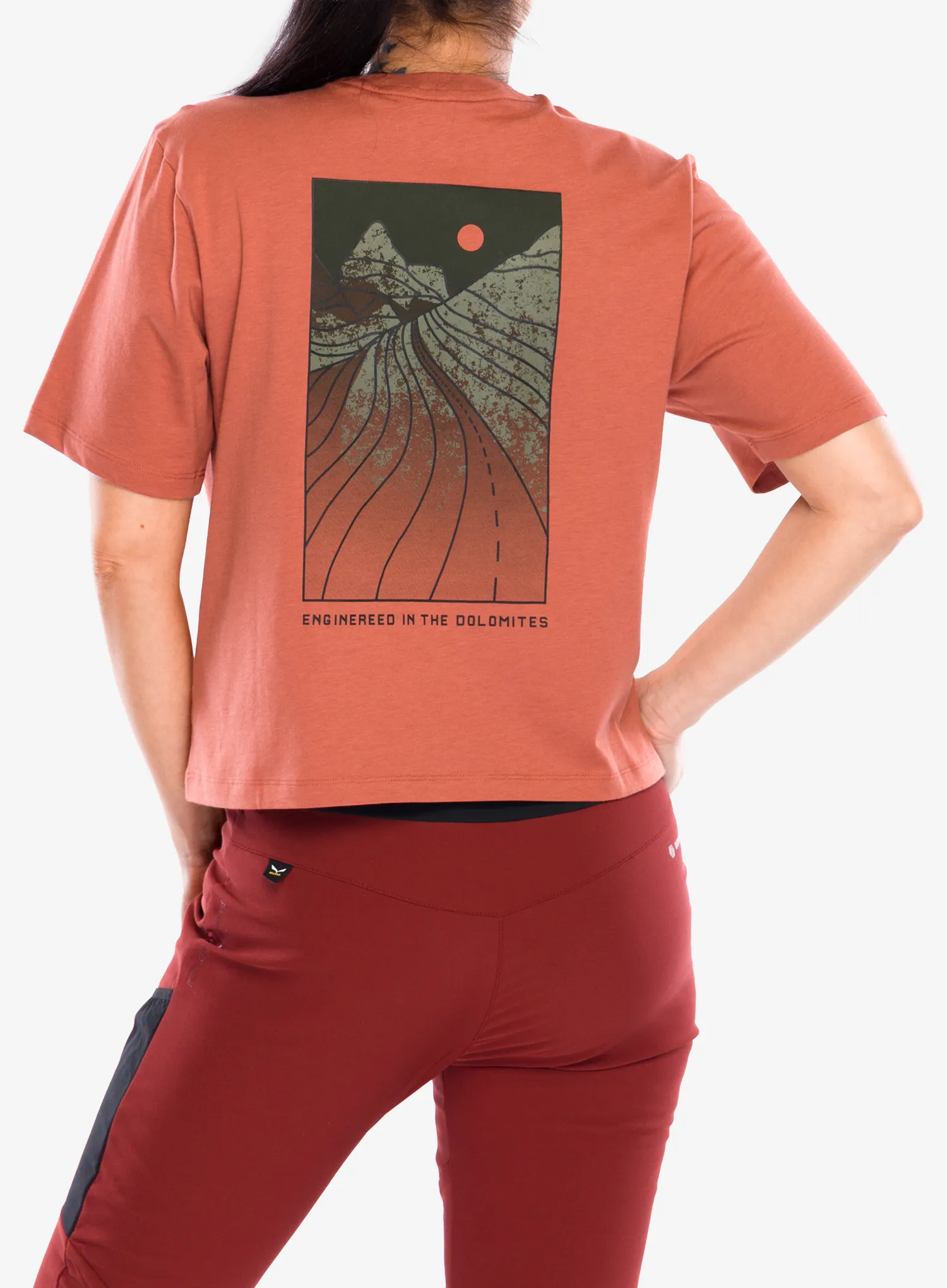 T-Shirt Baumwolle Damen Salewa Eagle Sunset Loose T-Shirt - etruscan red
