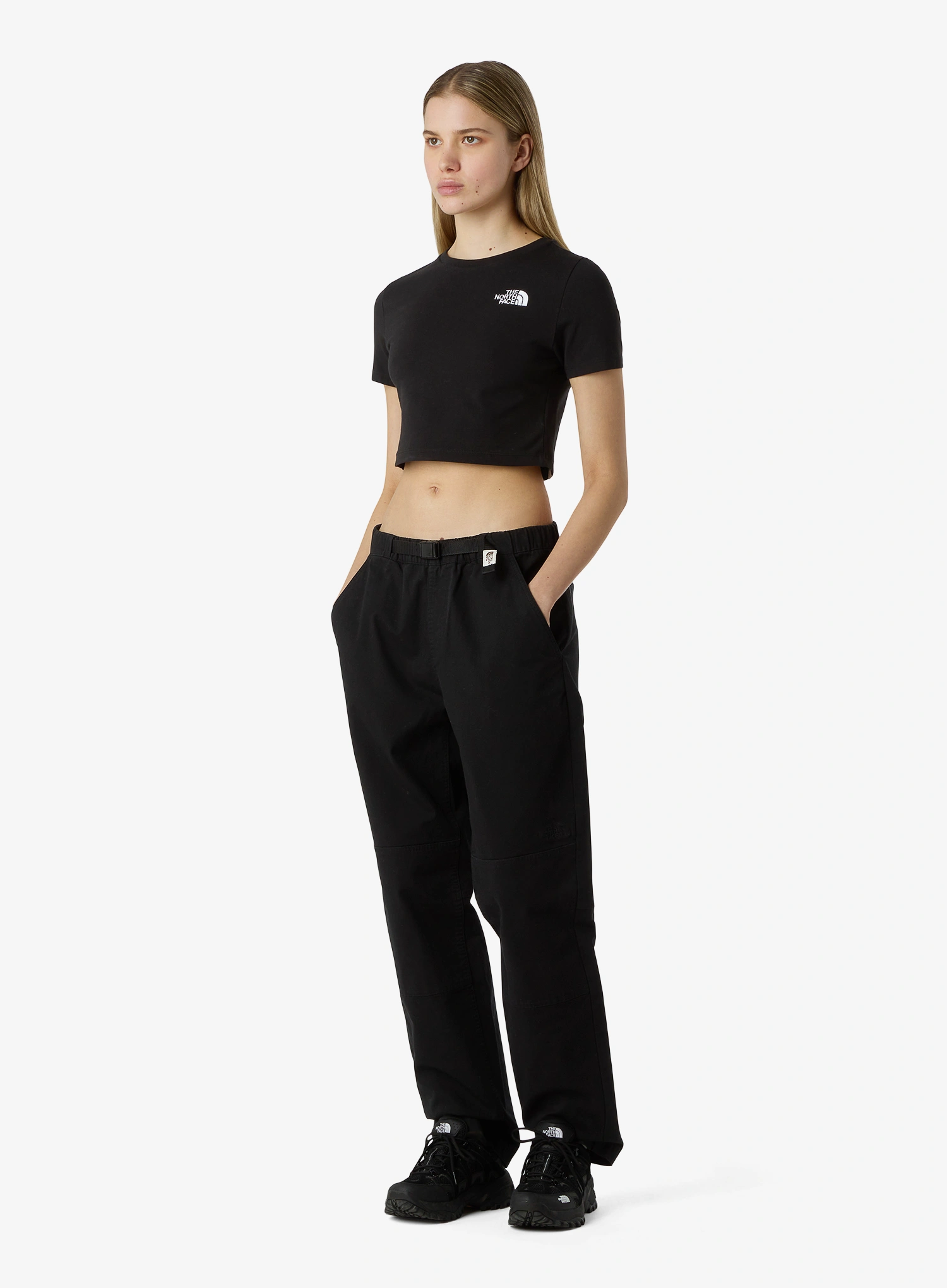 T-Shirt Baumwolle Damen The North Face Essential Cropped Slim Short Sleeve Tee - tnf black