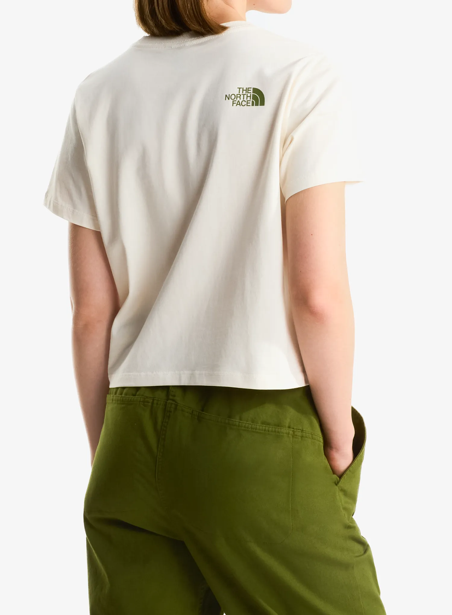 T-Shirt Baumwolle Damen The North Face Flora Embro Regular Short Sleeve Tee - white dune