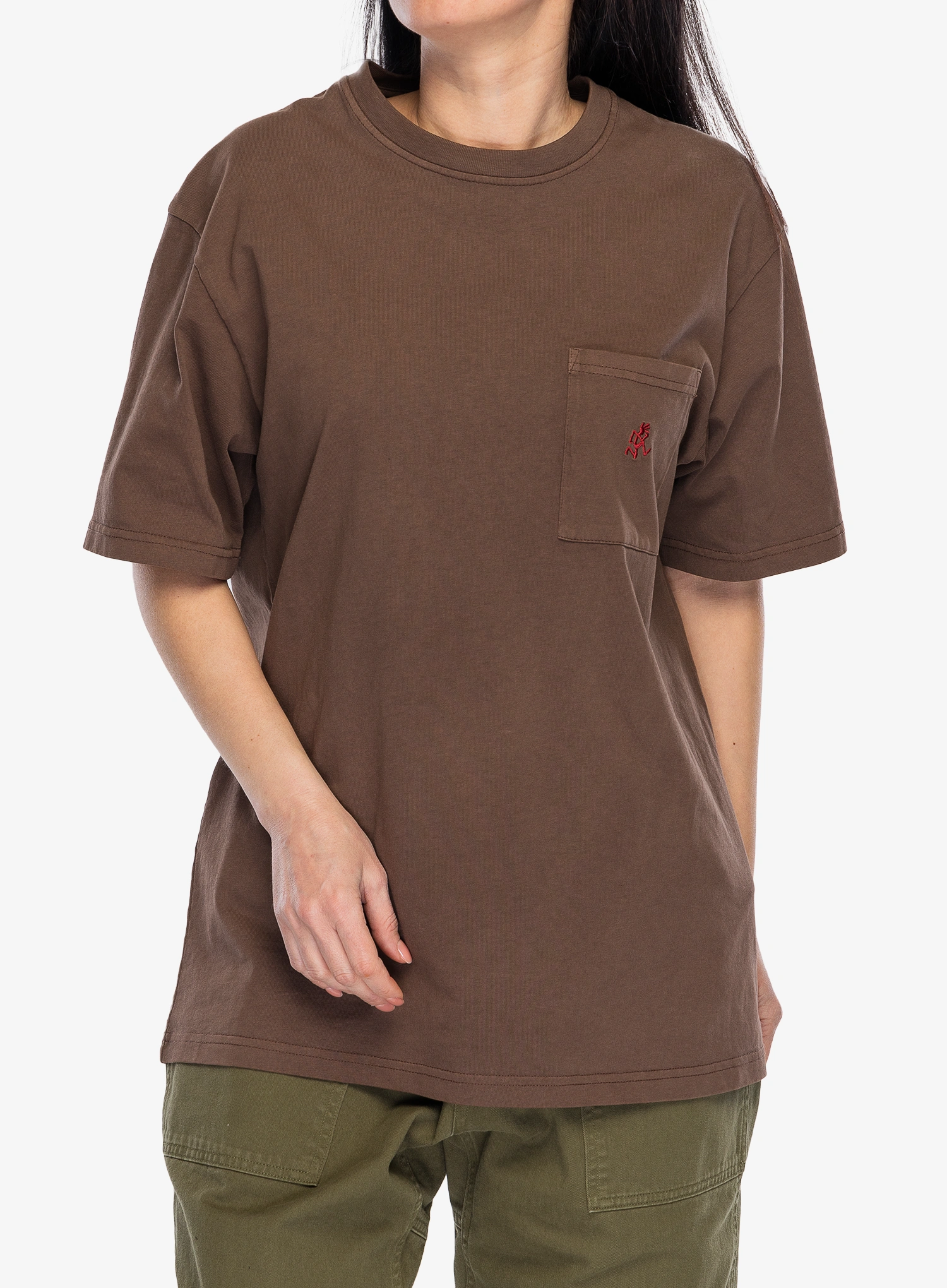 Baumwolle T-Shirt Gramicci One Point Tee Pigment Dyed - brown pigment