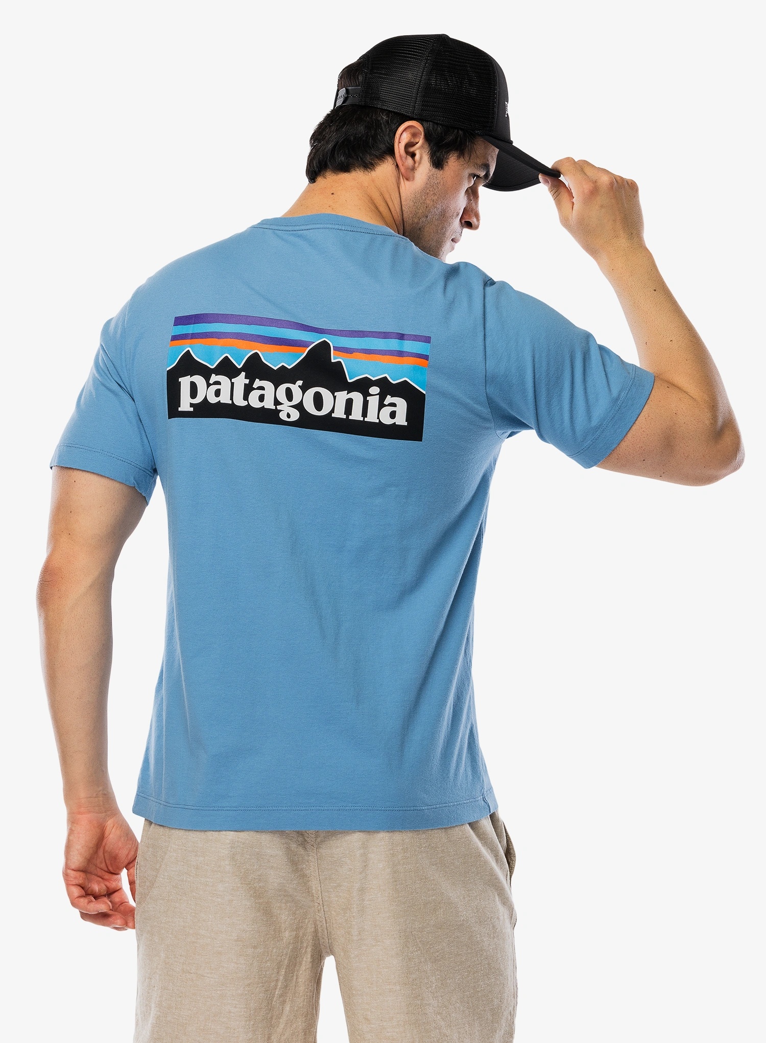 Baumwolle T-Shirt Patagonia P-6 Logo T-Shirt - shore blue