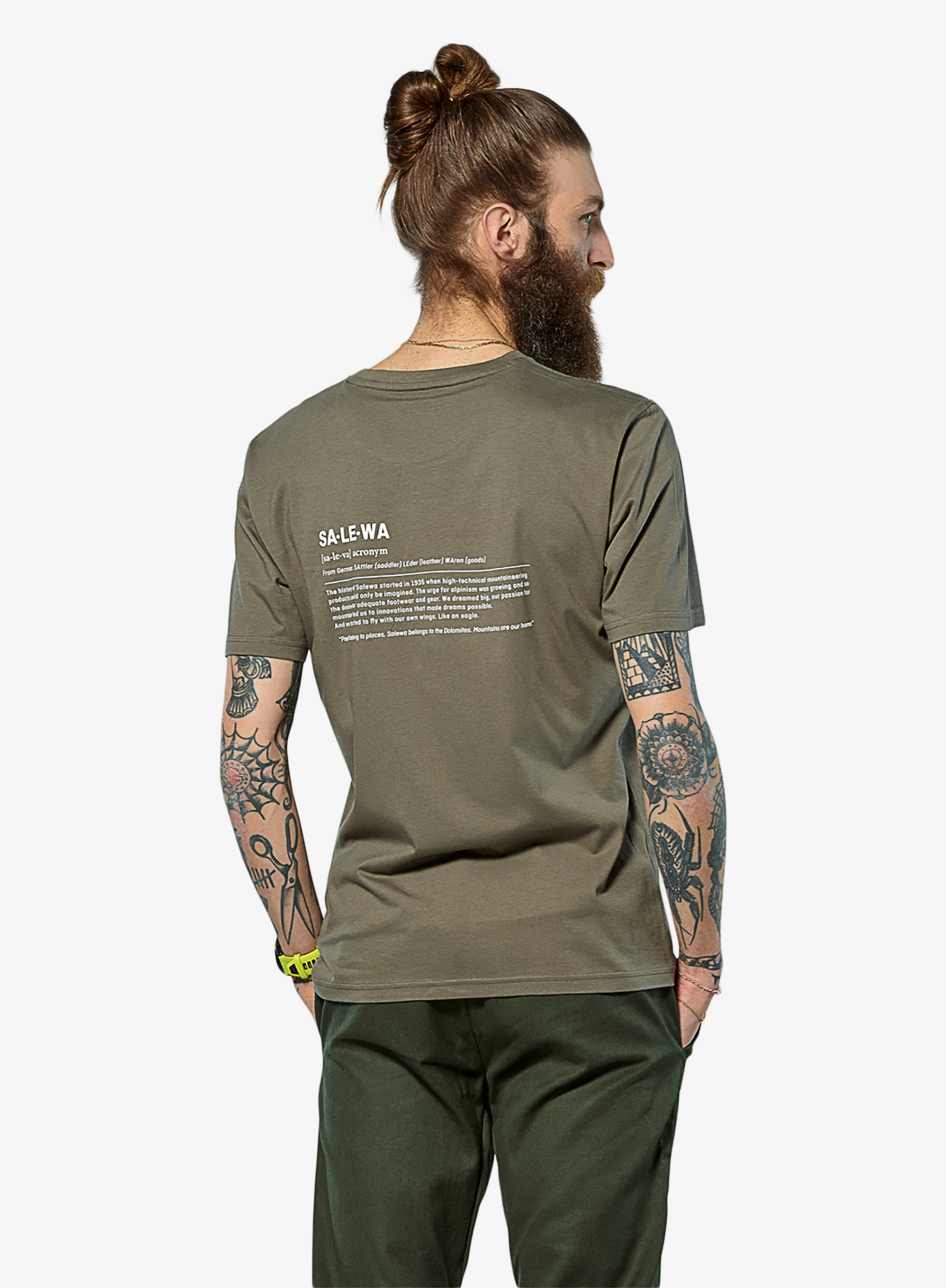 Baumwolle T-Shirt Salewa Eagle Vocab T-Shirt - faded green