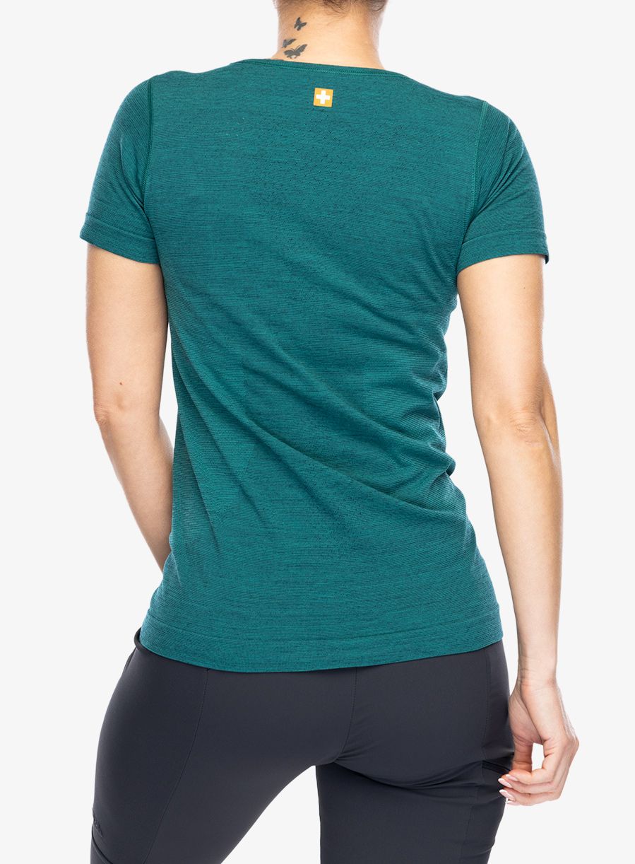 Shirt Damen Brubeck Outdoor Wool Pro T-Shirt - green/mountains