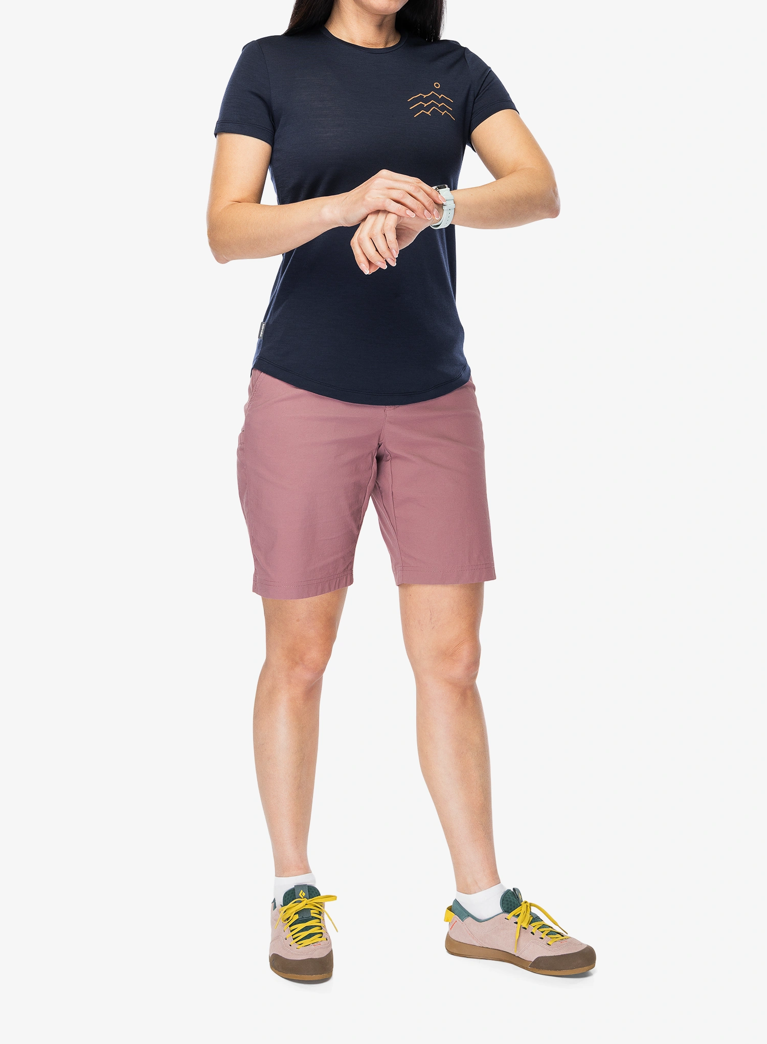 Shirt Damen Icebreaker Merino 125 Cool-Lite Sphere SS Tee Across The Peaks - midnight navy
