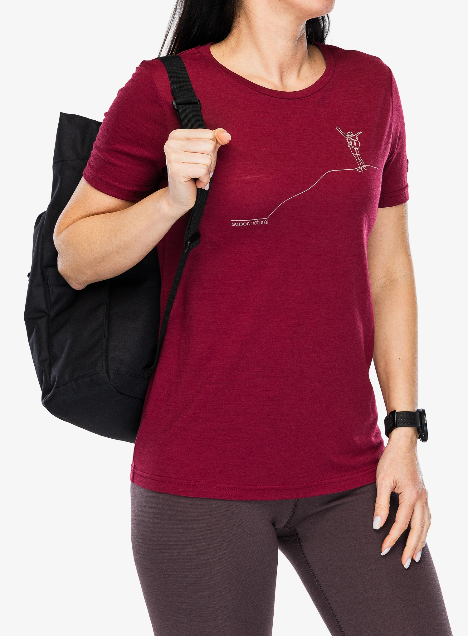 Shirt Damen Super.natural Berggluck Tee - beet red/feather grey
