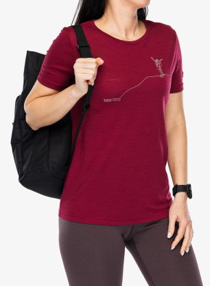 Shirt Damen Super.natural Berggluck Tee - beet red/feather grey