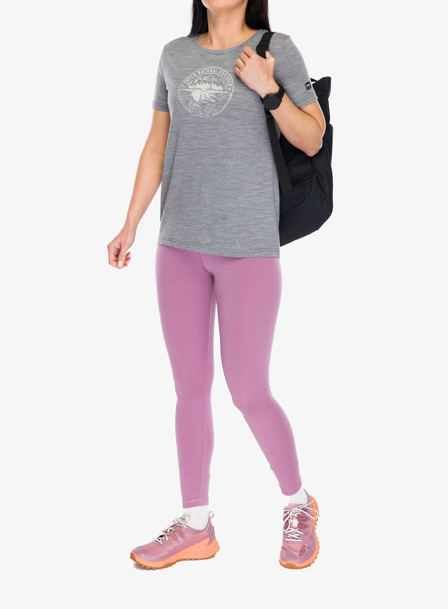 Shirt Damen Super.natural Exploring TEE - cashmere grey mel/wht stone