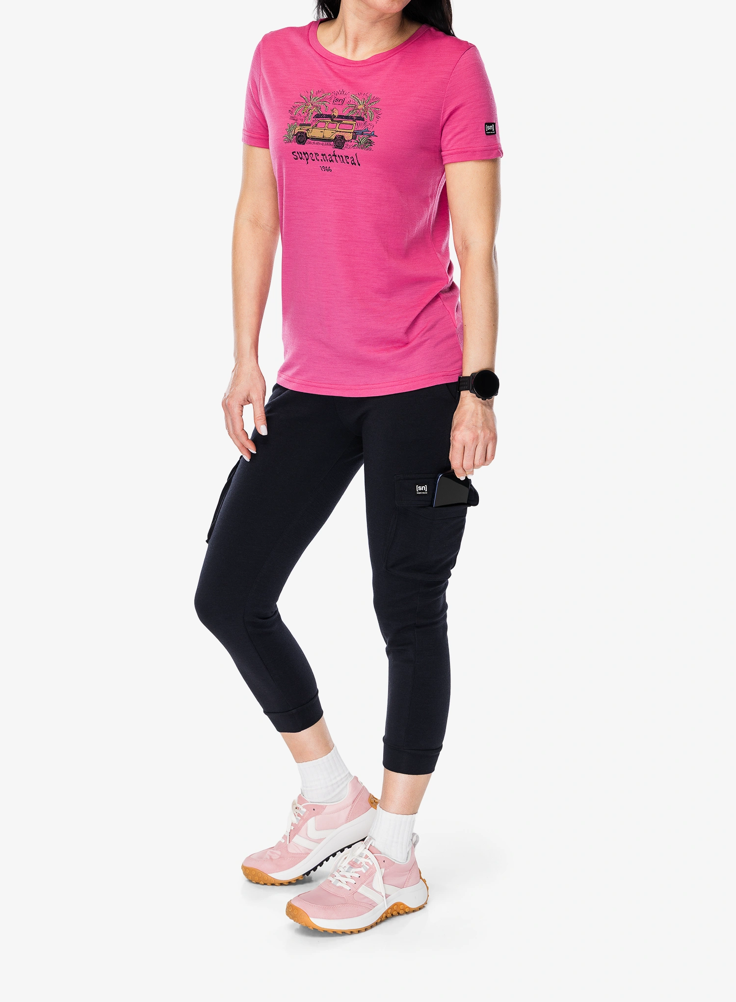 Shirt Damen Super.natural Tropicar Tee - pinky rose/various