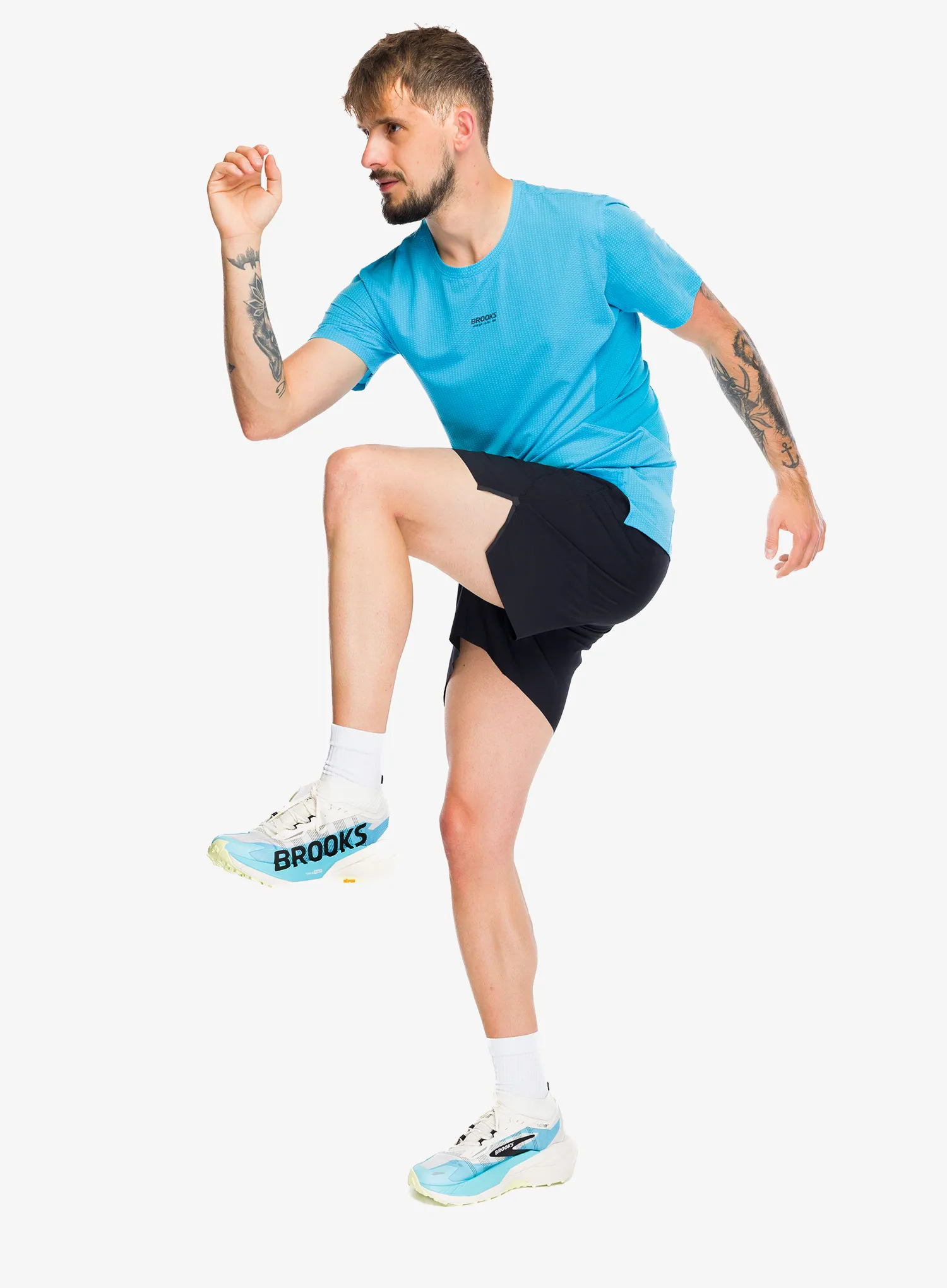 Laufshirt Brooks High Point Short Sleeve 2.0 - blazing blue/atomic blue