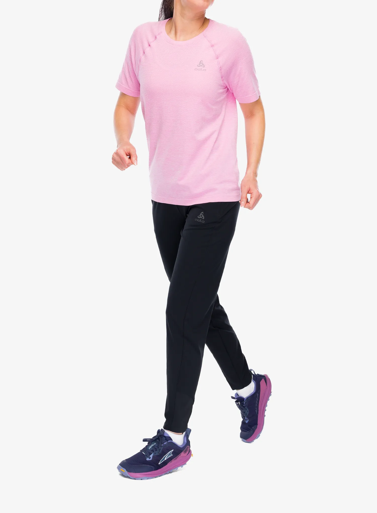 Laufshirt Damen Odlo Essential Seamless Crew Neck S/S - hyper pink