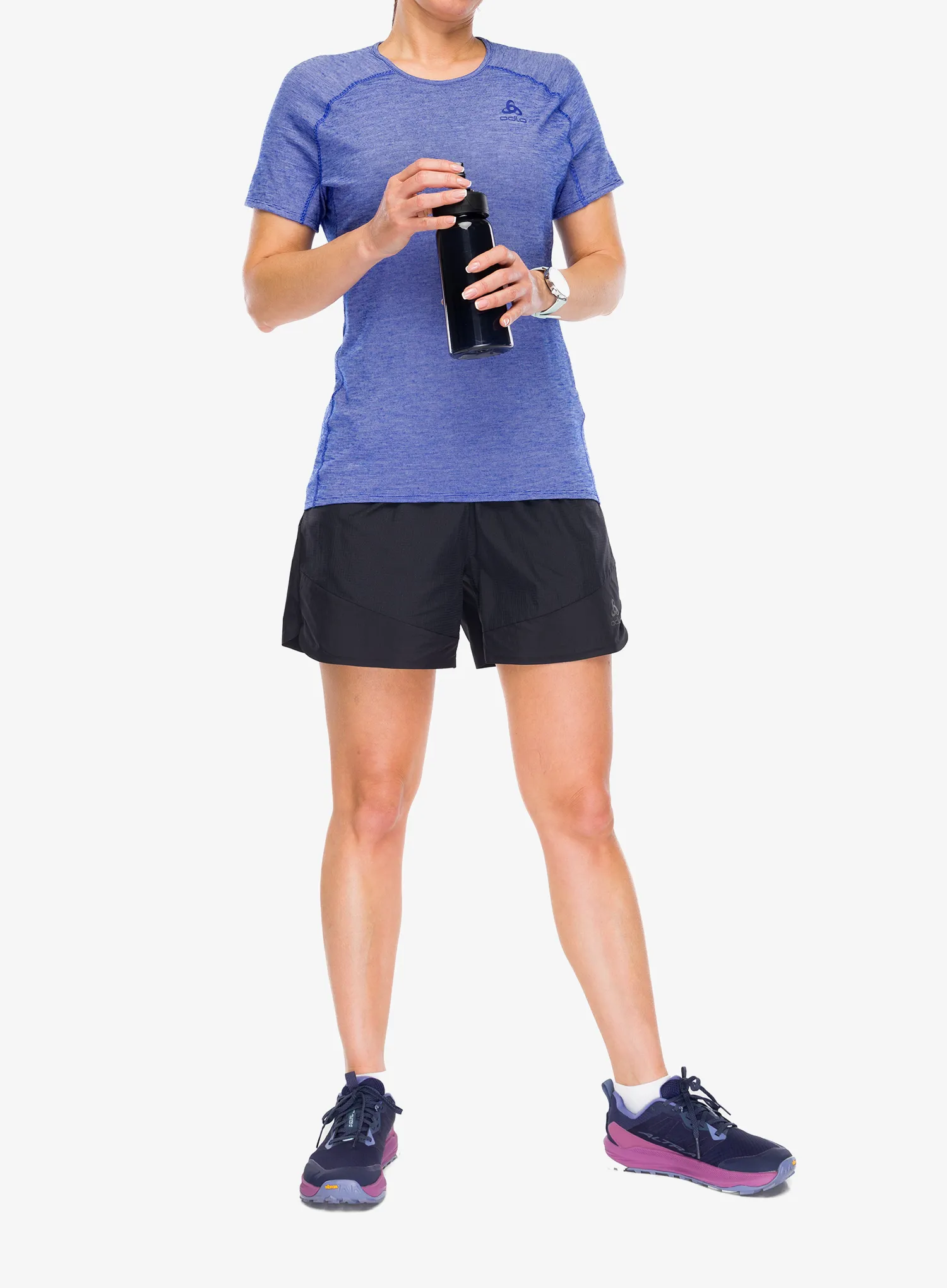 Laufshirt Damen Odlo X-Alp PW 115 T-Shirt Crew Neck S/S - dazzling blue melange