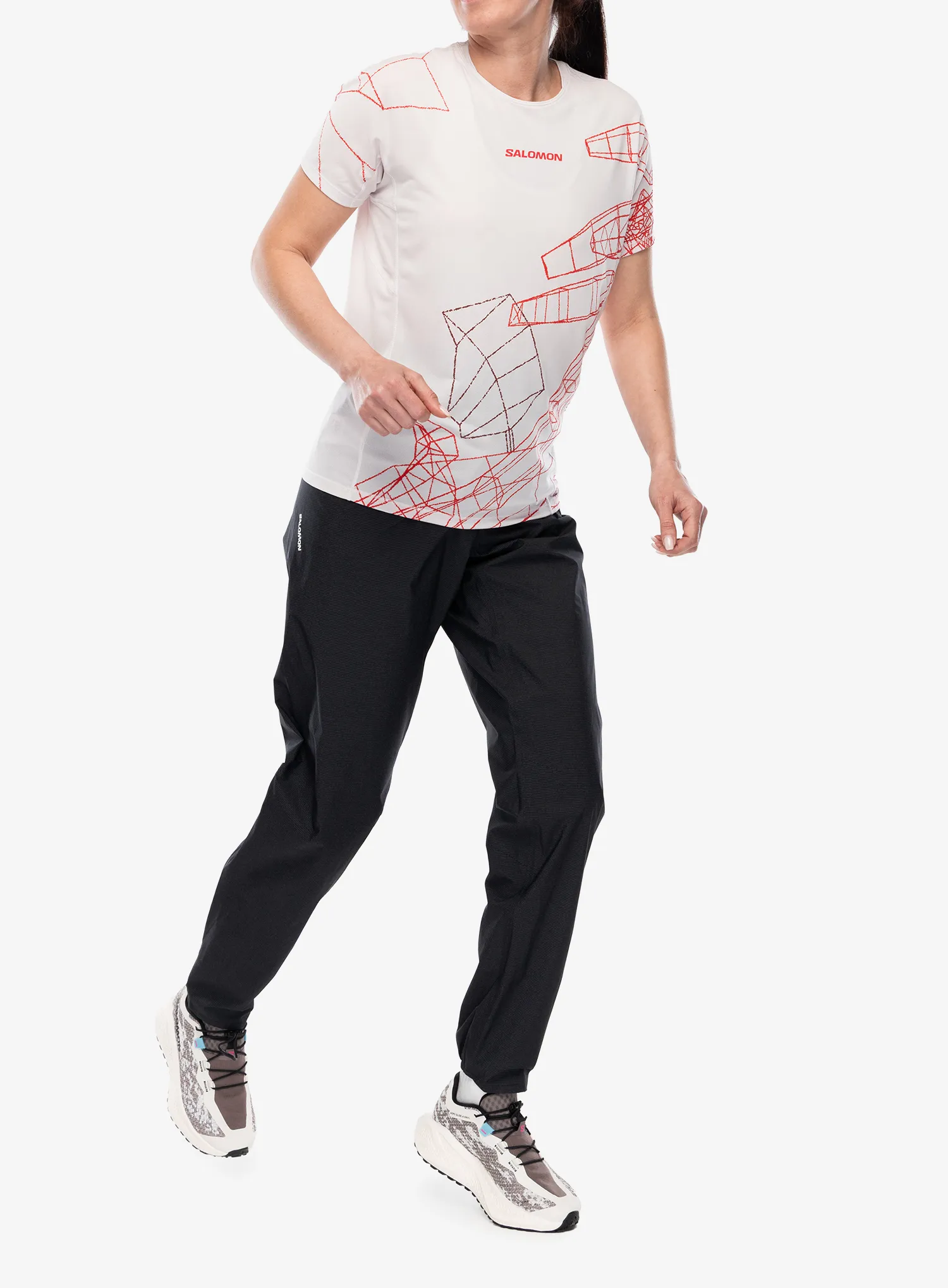 Laufshirt Damen Salomon S/Lab Speed Tee - lilac ash/fiery red
