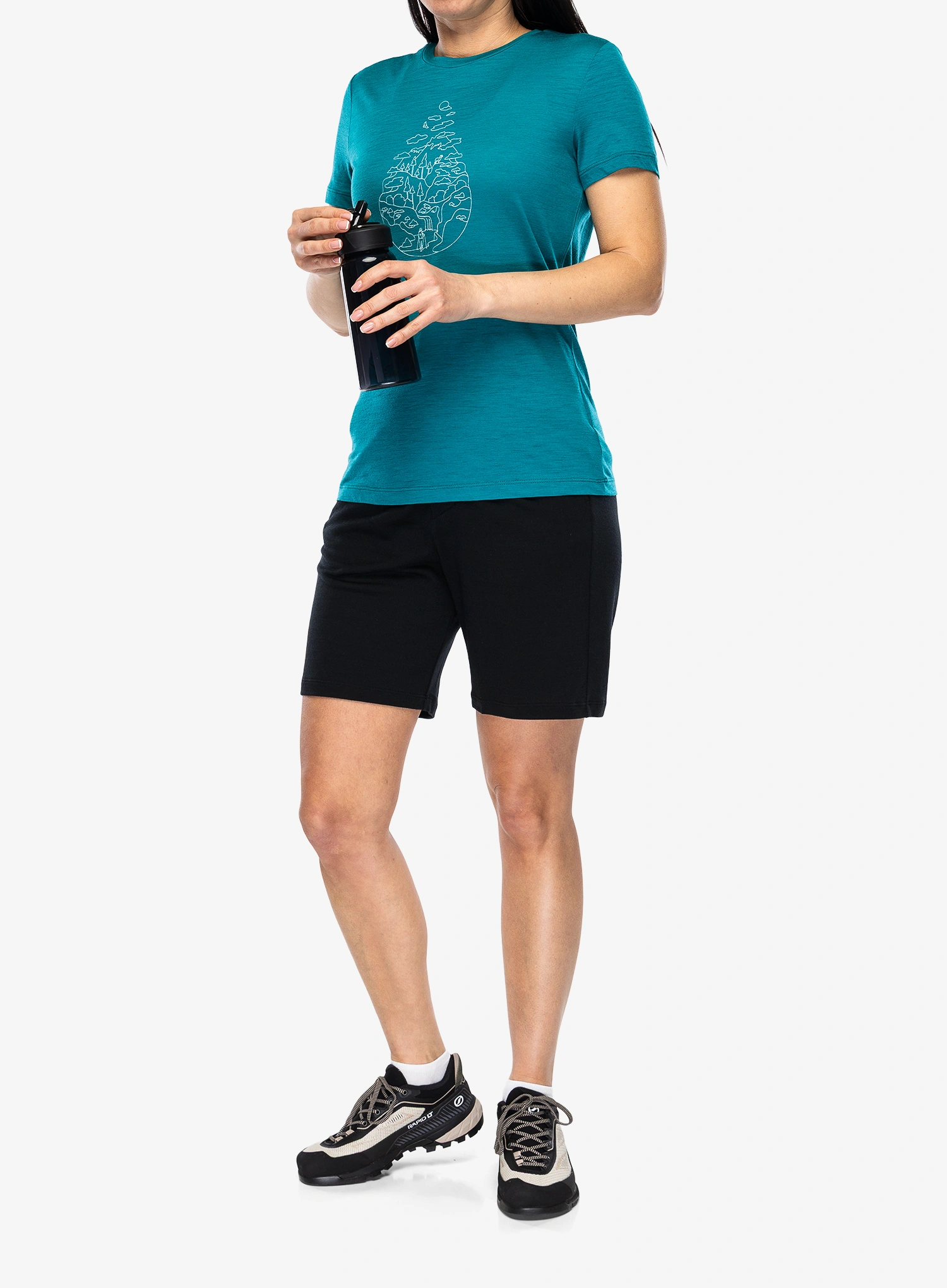 Merinoshirt Damen Icebreaker Merino 150 Tech Lite III SS Tee Hike Path - tidal teal