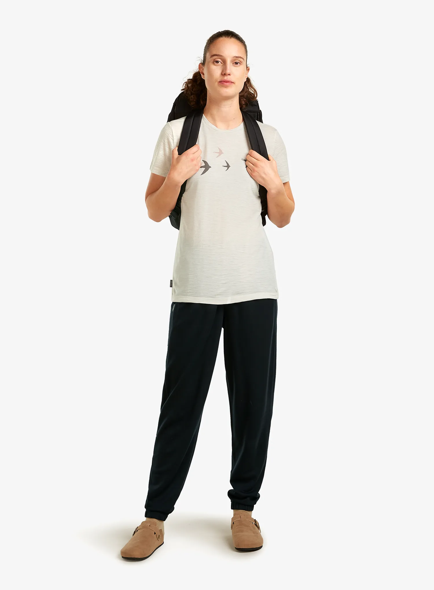 Merinoshirt Damen Icebreaker Merino 150 Tech Lite SS Tee Bird Transit - ecru hthr