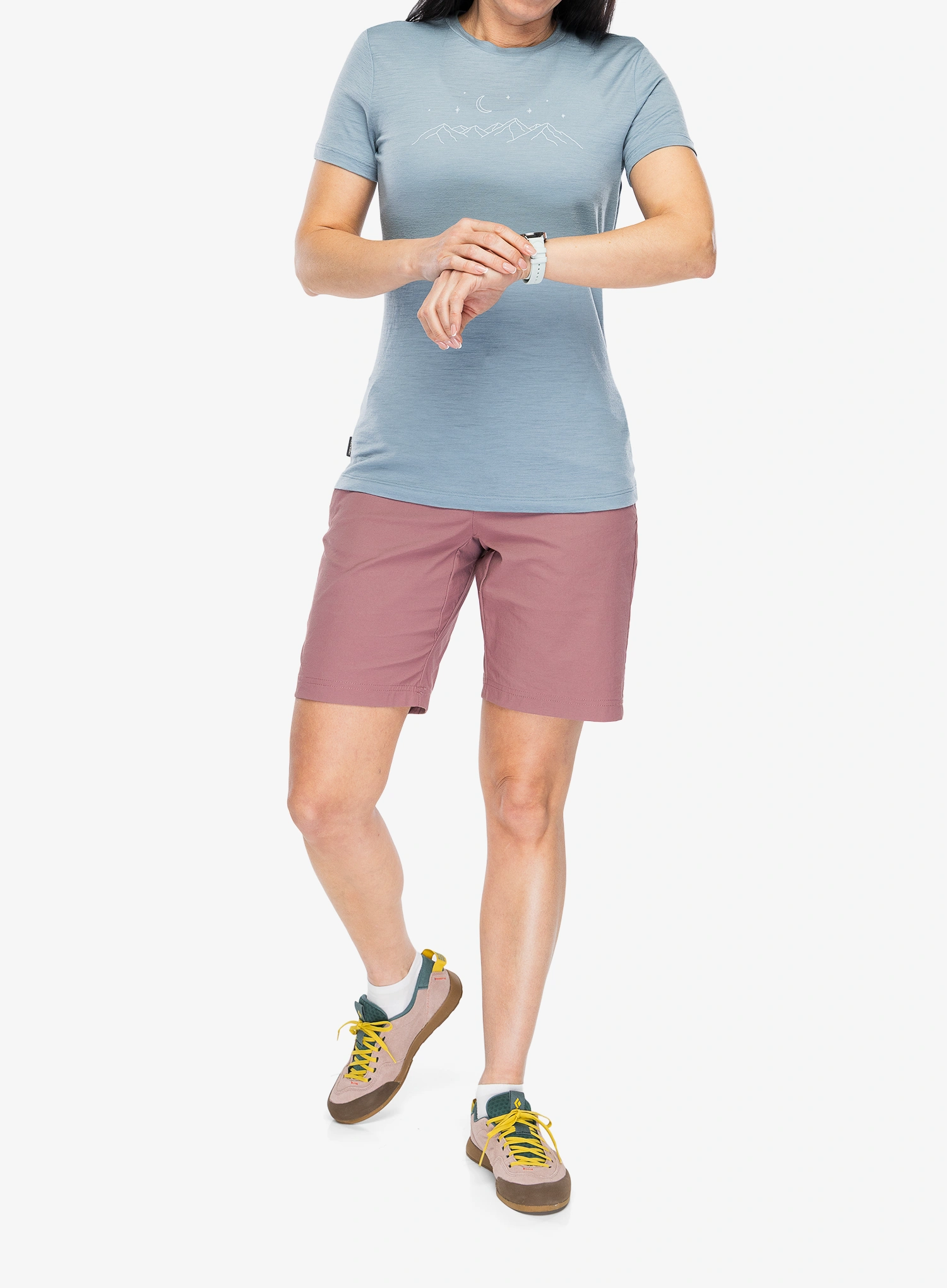 Merinoshirt Damen Icebreaker Merino 150 Tech Lite SS Tee Sparkling Stars - flint blue