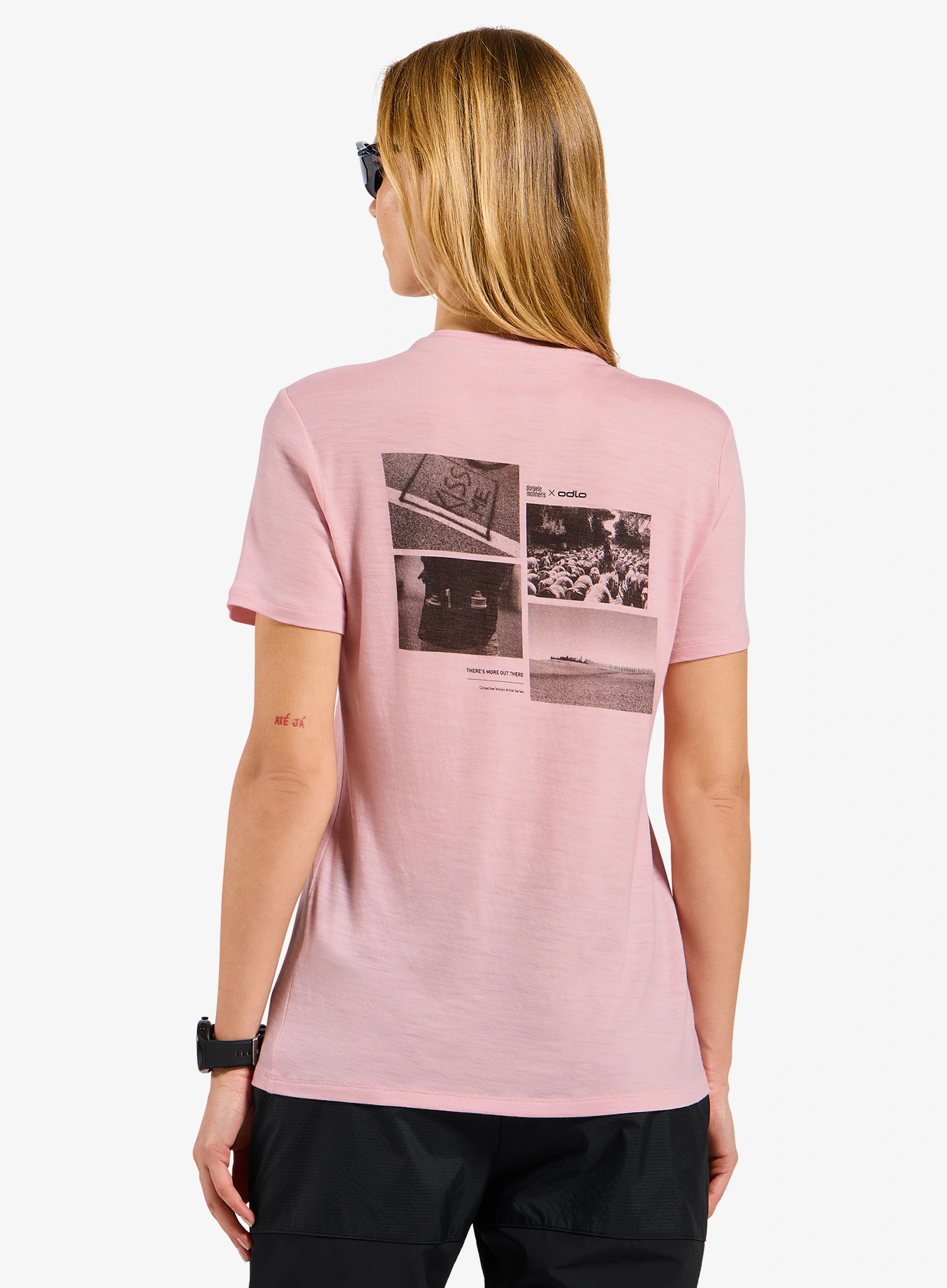 Merinoshirt Damen Odlo Merino 160 Postcards Crew Neck S/S - hyper pink