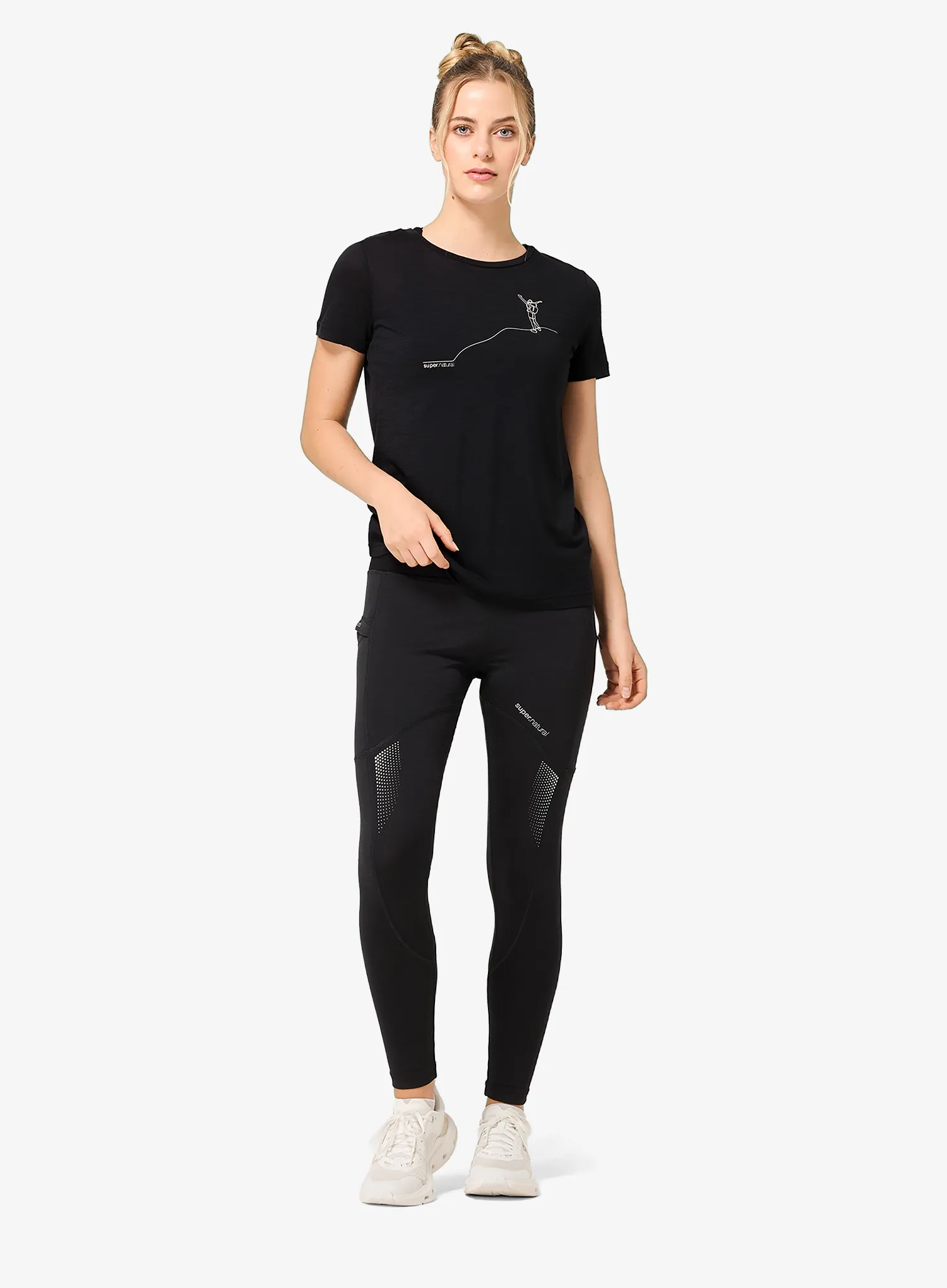 Merinoshirt Damen Super.natural Berggluck Tee - jet black/feather grey