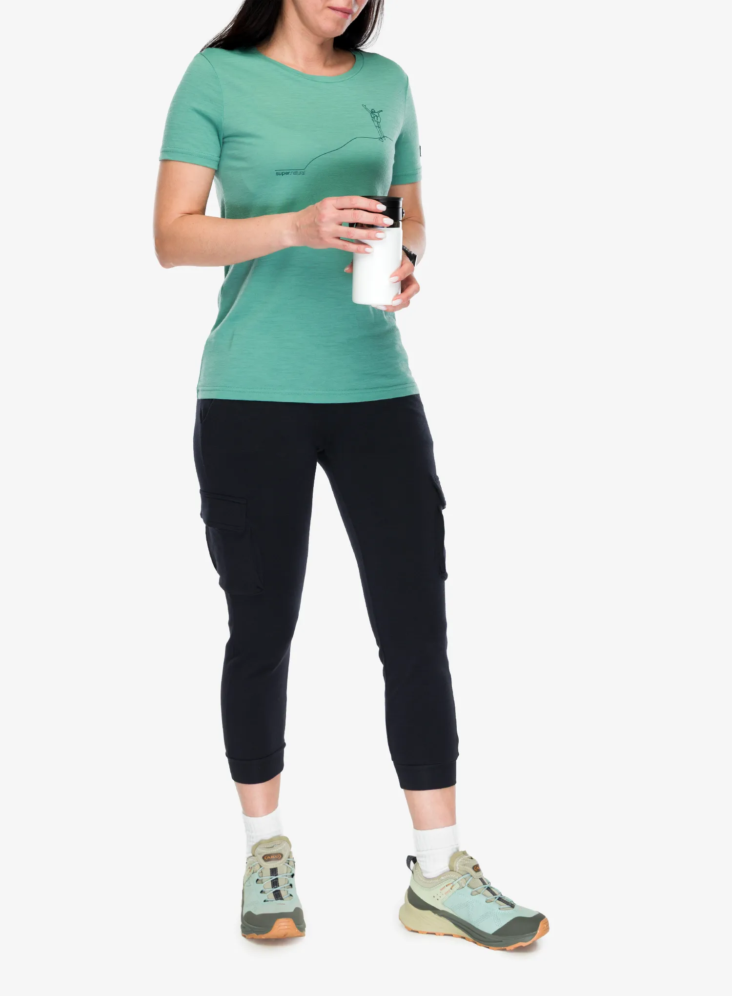 Merinoshirt Damen Super.natural Berggluck Tee - lagoon green/pacific