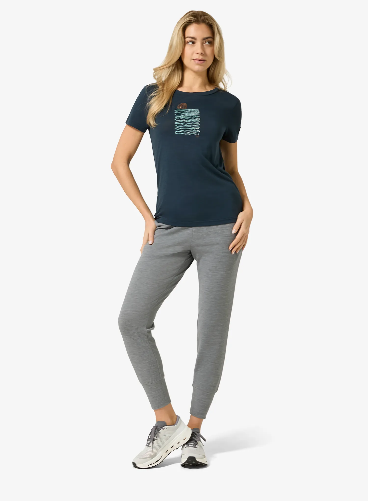 Merinoshirt Damen Super.natural Sea Line Tee - blueberry/various