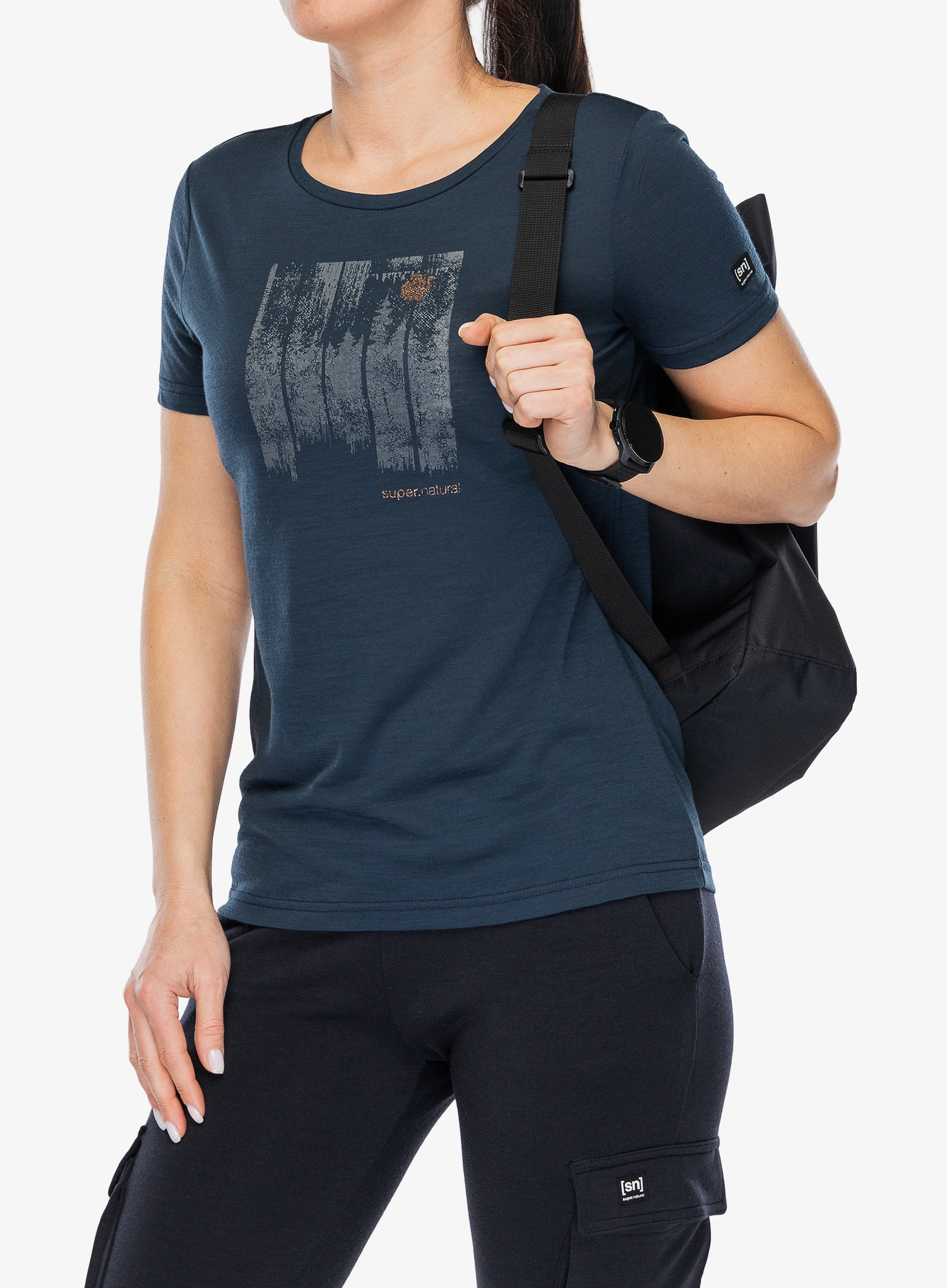 Merinoshirt Damen Super.natural Wonder Wald Tee - blueberry/various