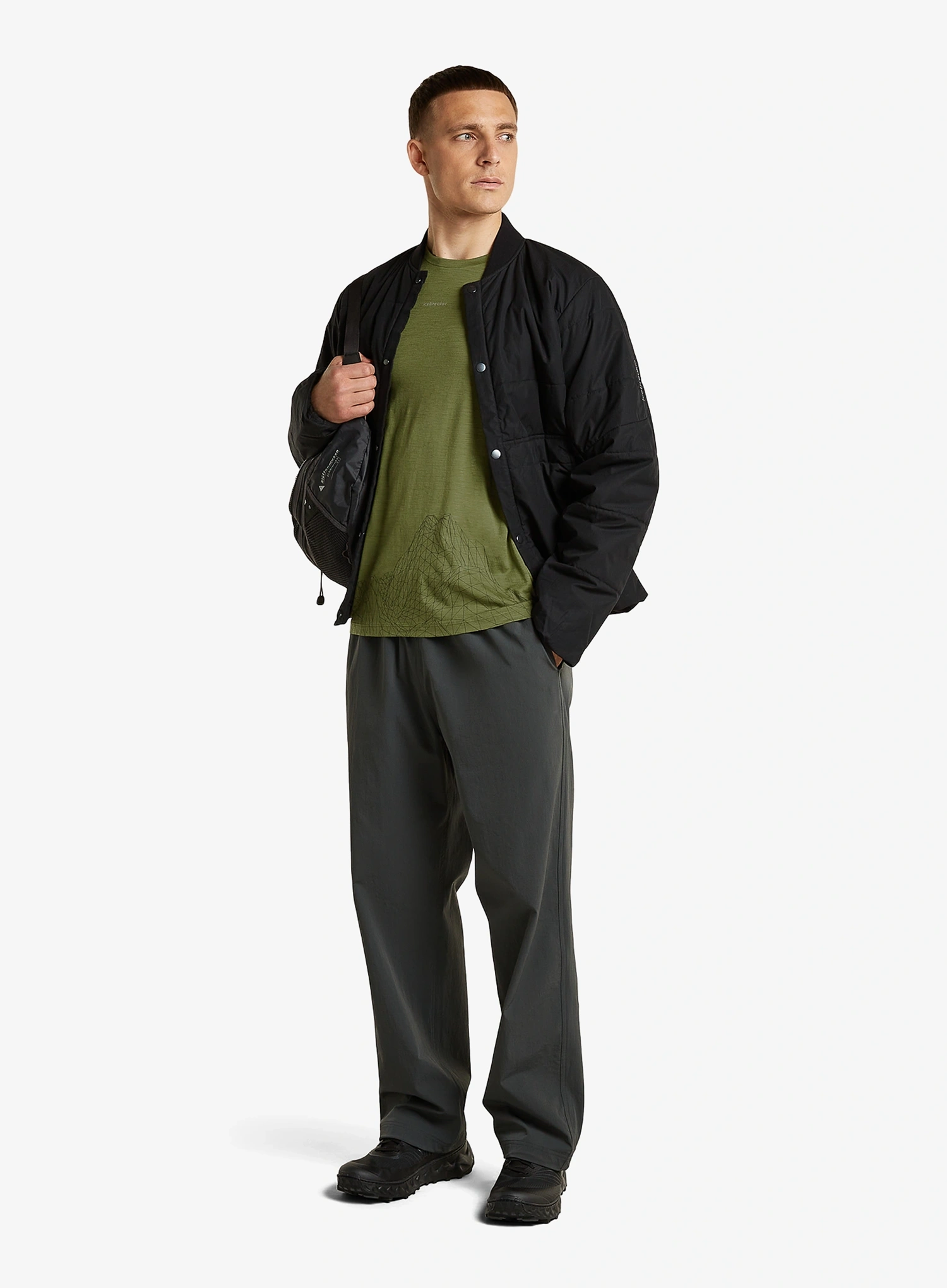 Merinoshirt Icebreaker Merino 150 Tech Lite SS Tee 3D Mapping - sphagnum