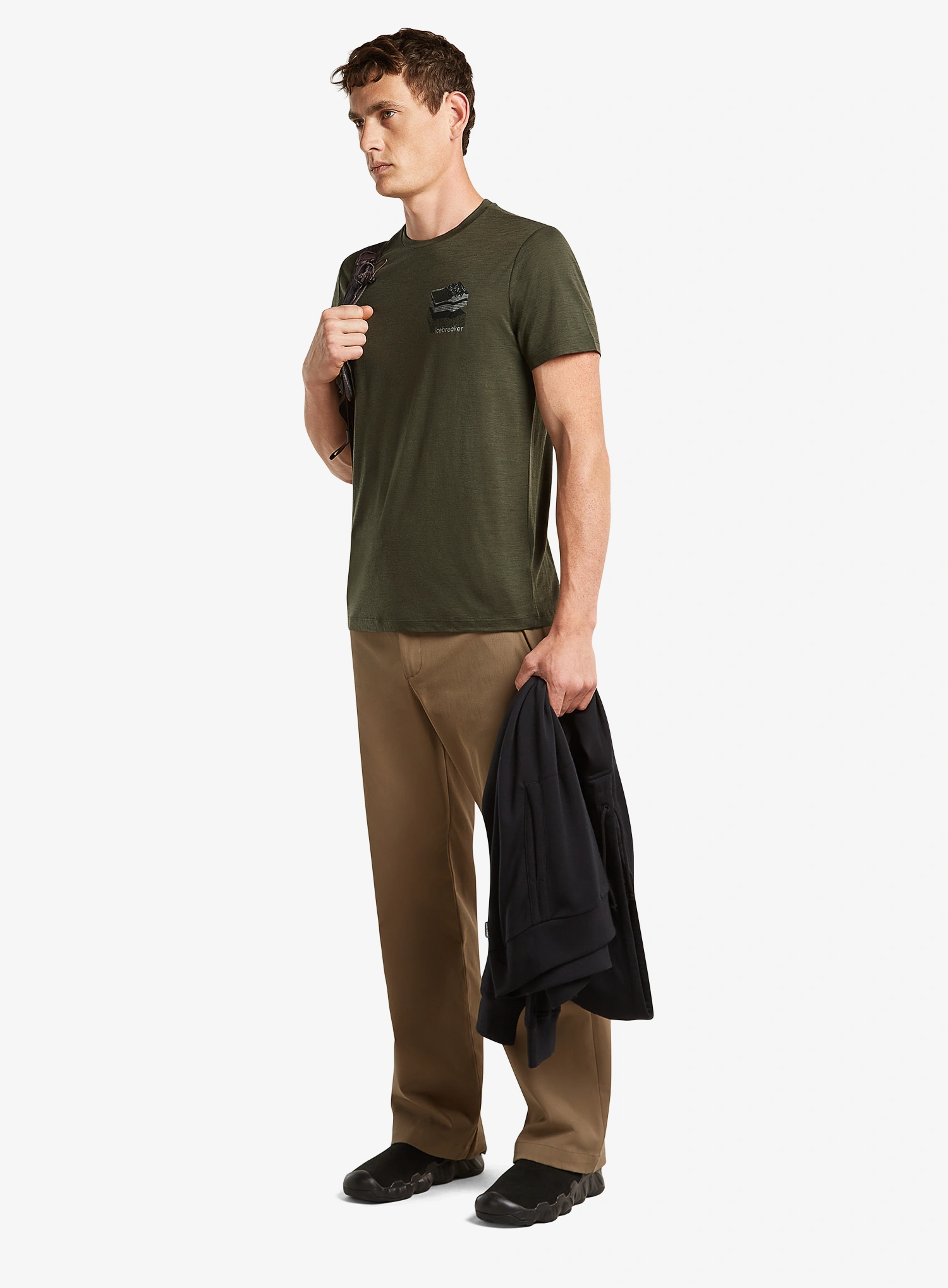 Merinoshirt Icebreaker Merino 150 Tech Lite SS Tee Evolving Layers - dk loden