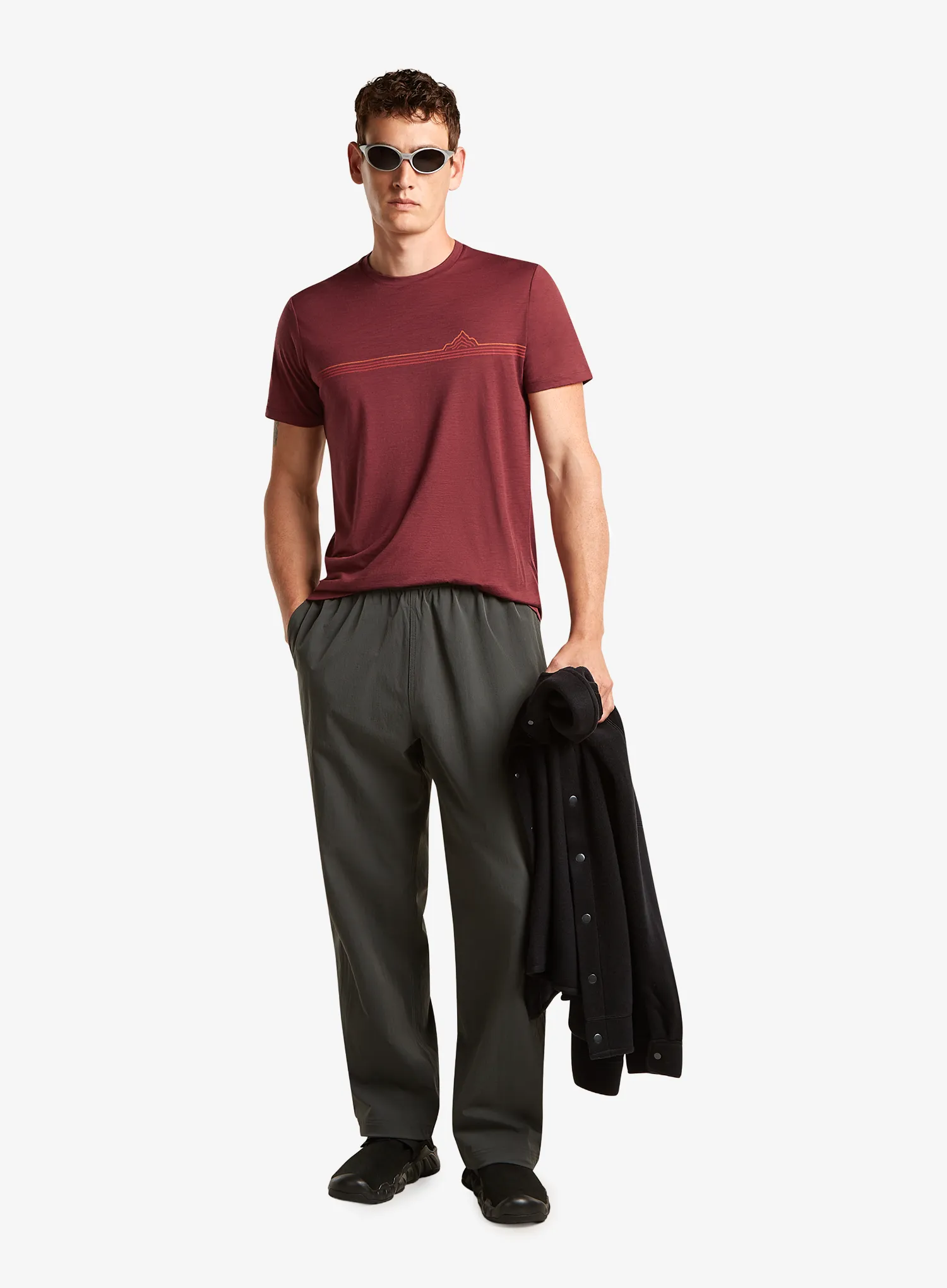 Merinoshirt Icebreaker Merino 150 Tech Lite SS Tee Range Stripes - port