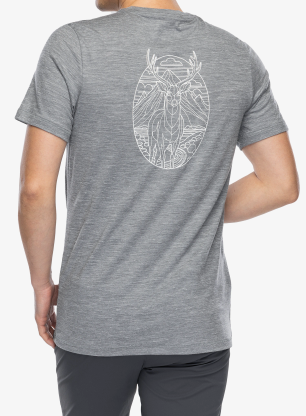 Merinoshirt Smartwool Stag Stare Hemp Short Sleeve Graphic Tee - light gray heather