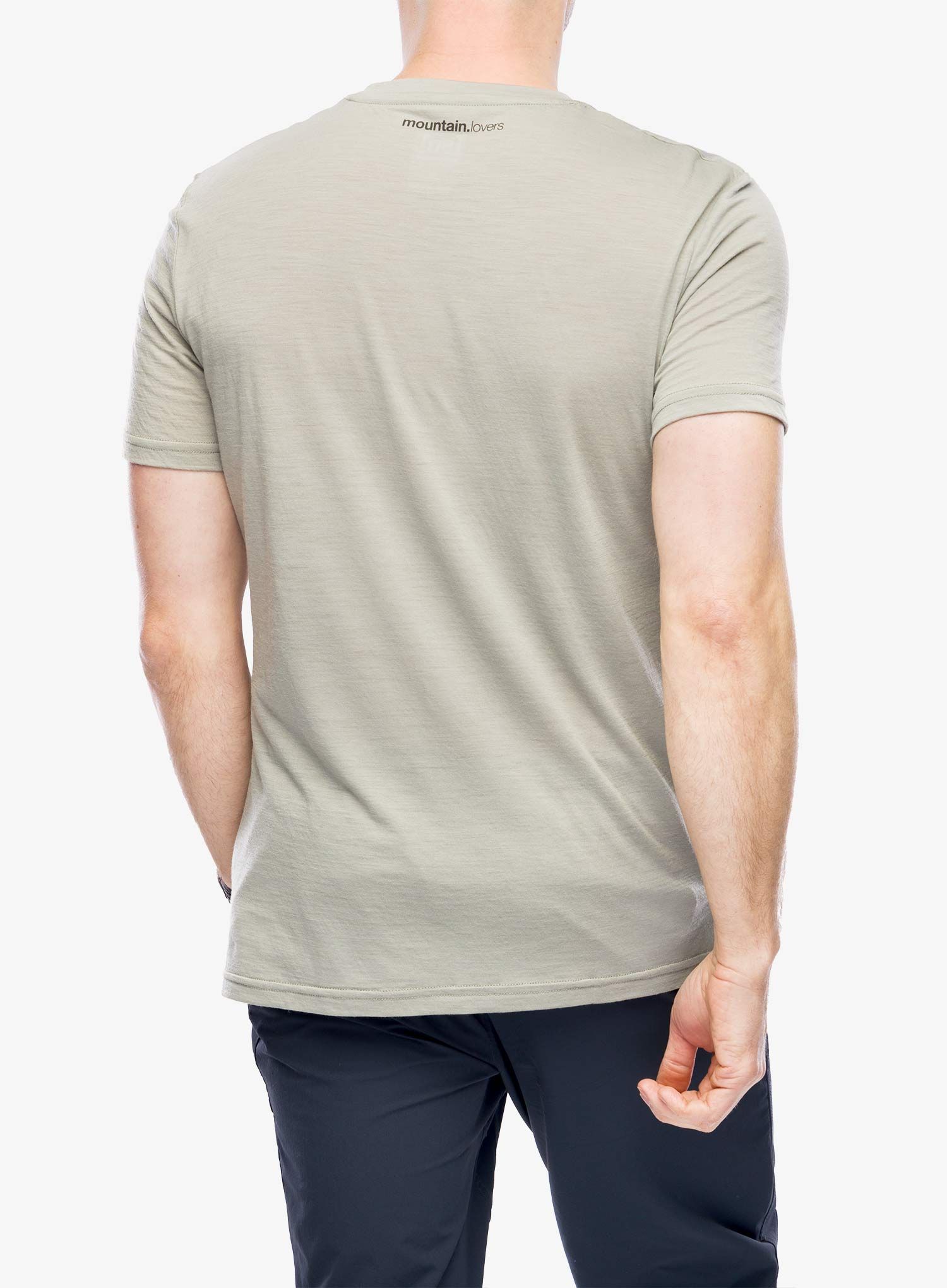Merinoshirt Super.natural 7 Peaks Tee - dried sage/black ink