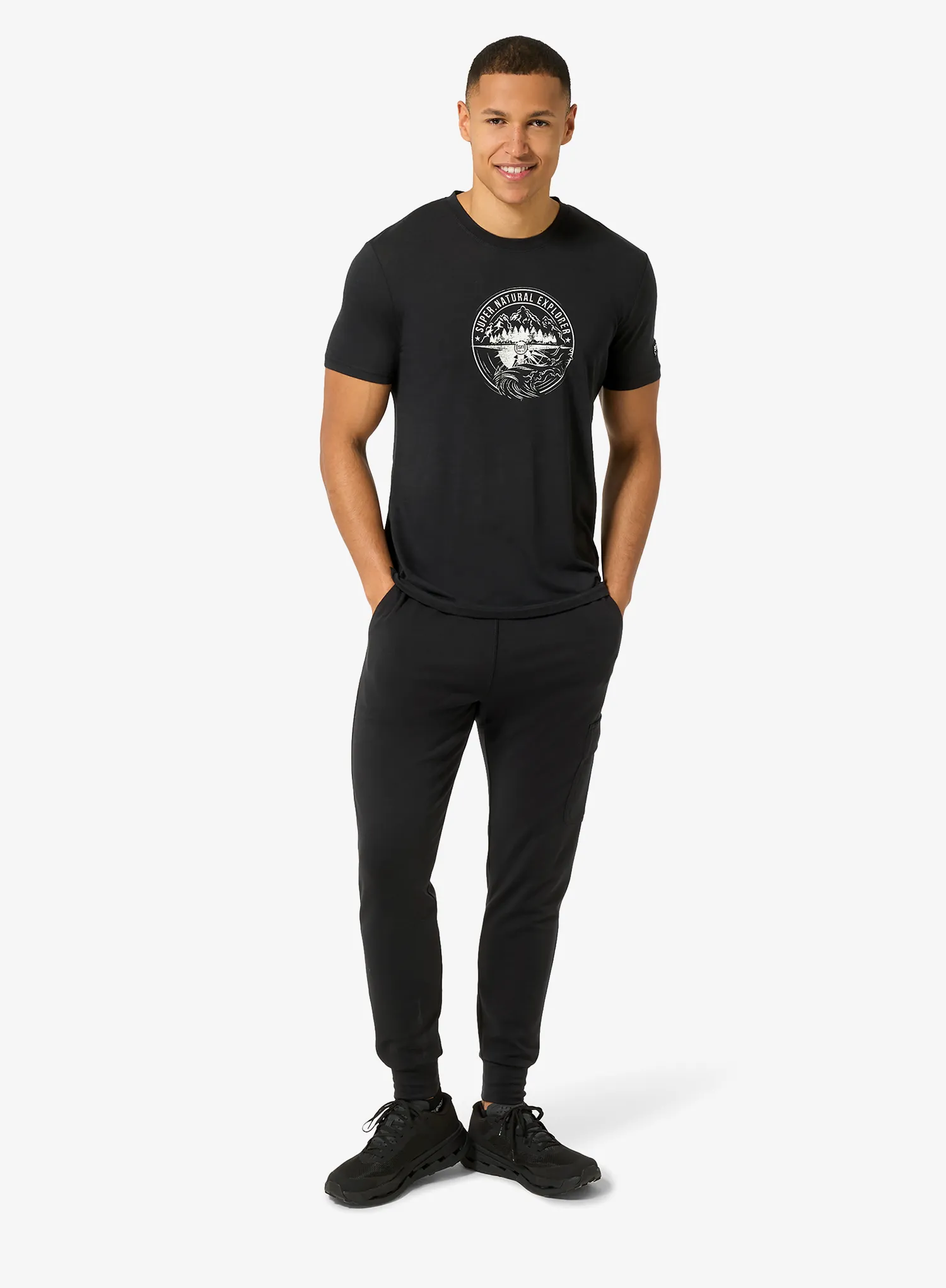 Merinoshirt Super.natural Exploring Tee - jet black/feather grey