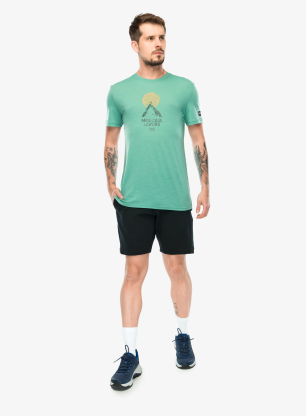 Merinoshirt Super.natural No Map Tee - lagoon green/various