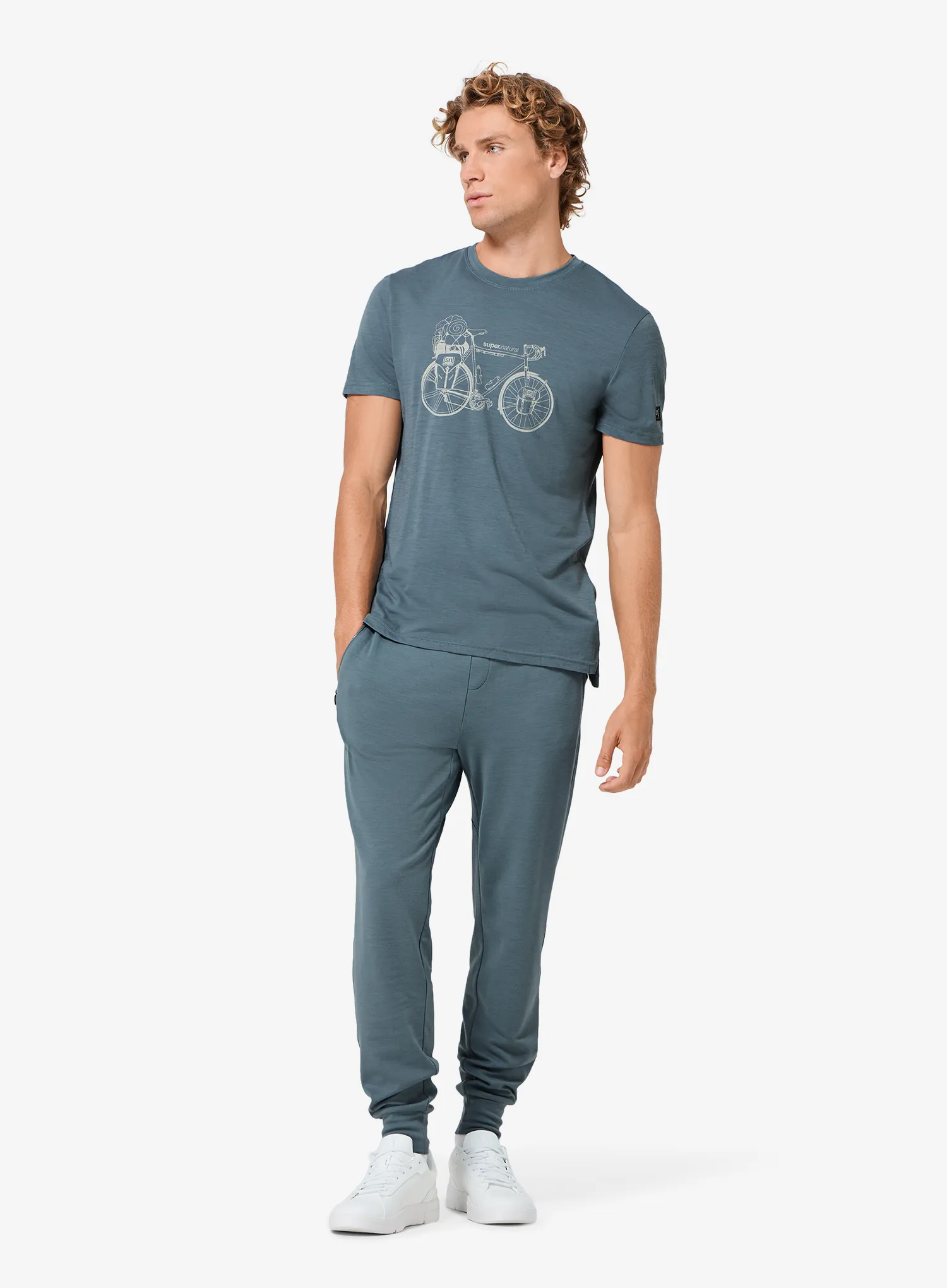 Merinoshirt Super.natural Wander Wheel Tee - stormy weather/feather grey
