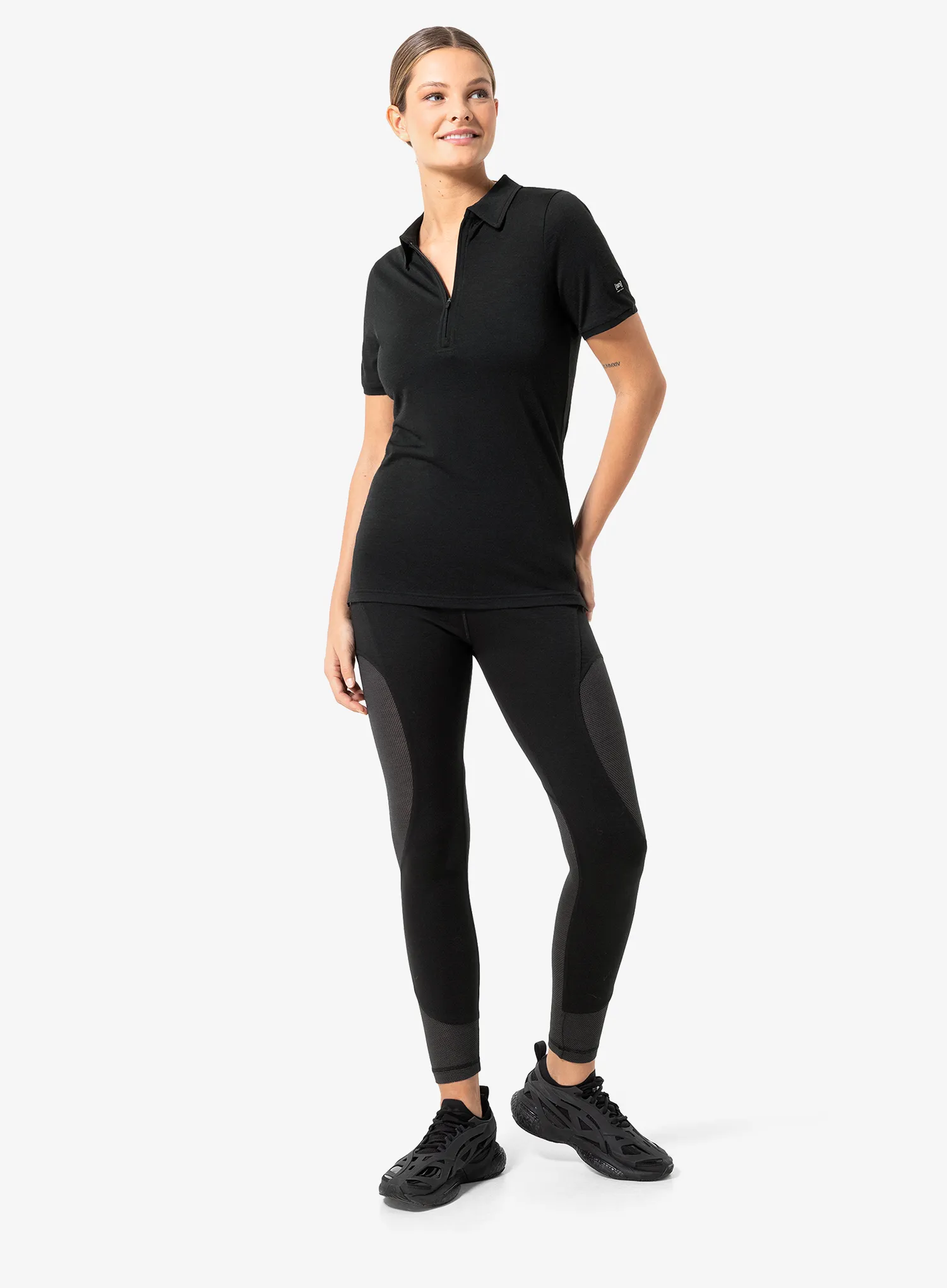 Polo-Shirt Damen Super.natural Zip Polo - jet black