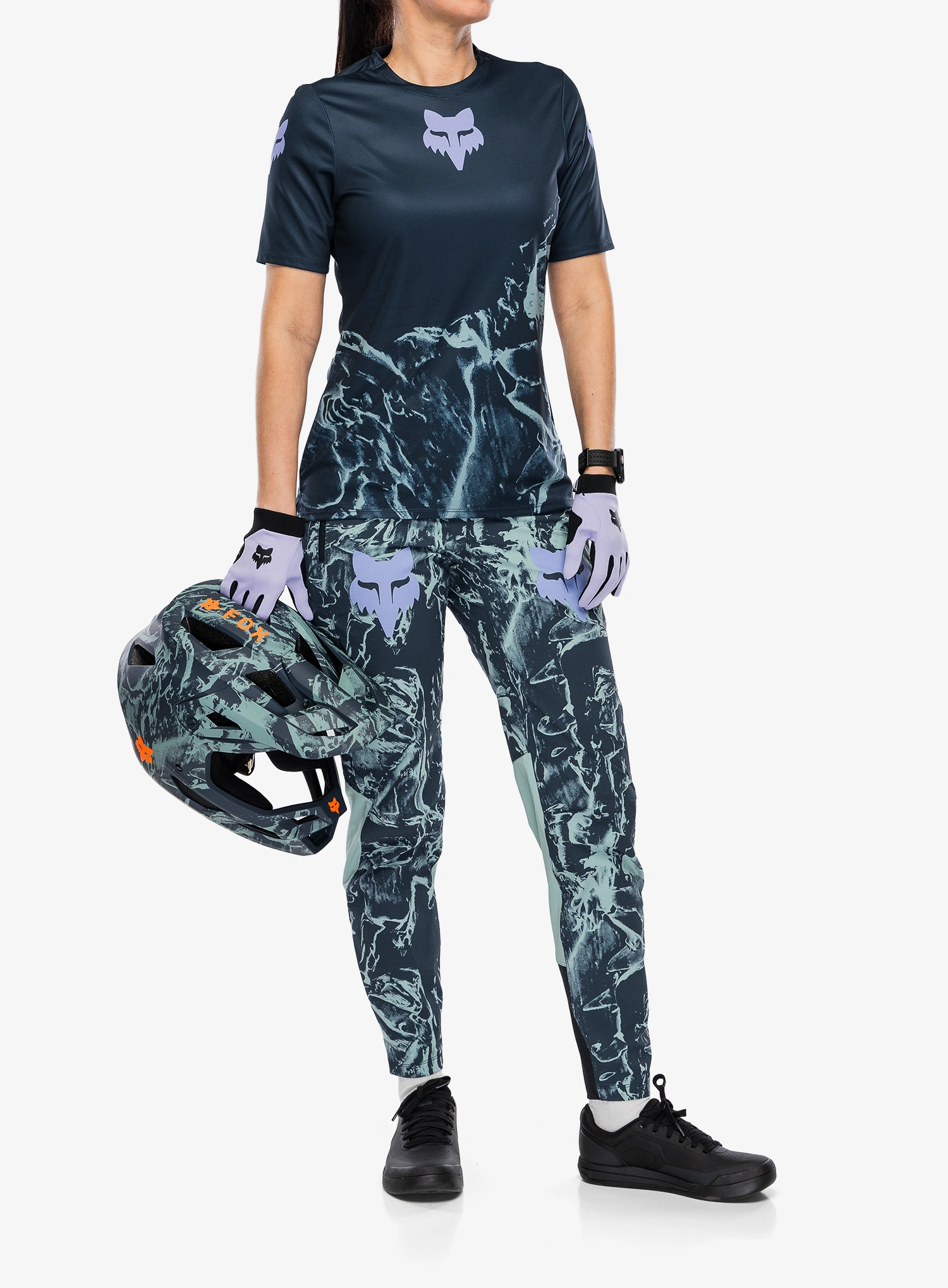 Fahrradtrikot Damen Fox Ranger SS Jersey Img Print - arctic blue